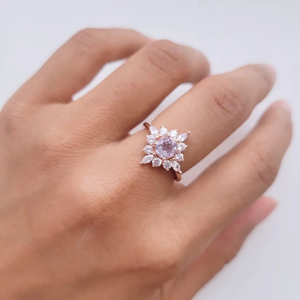 Anna Ring - Genuine Lavender Quartz Sterling Silver Ring for Women, Elegant Healing Crystal Jewelry Gift for Her | Perfect for Meditation, Yoga & Spiritual Healing