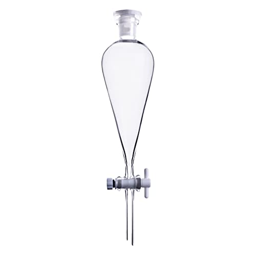 500ml Pear-Shaped Borosilicate Glass Separatory Funnel with Heavy Wall & Conical Stem - Lab-Grade Chemistry Glassware for Liquid Separation, Extraction & Solvent Purification - Perfect for Chemistry Labs, Research & Educational Experiments