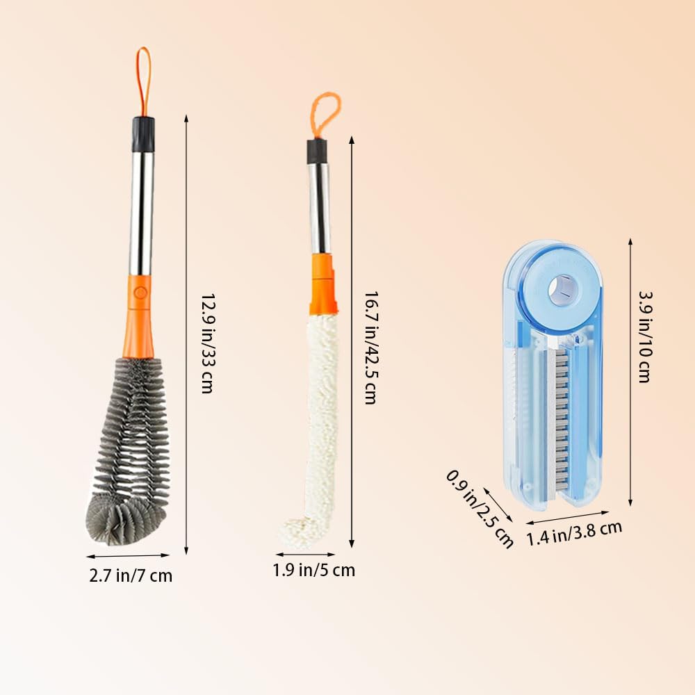 Eco-Friendly 4-in-1 Water Bottle Cleaning Kit with Long Handle - Includes Straw Cleaner, Gap Brush & 3-in-1 Scrubber for Sports Bottles, Baby Bottles, Mugs & Tumblers (Blue) - Perfect for Gym, Travel, Home & Office Use