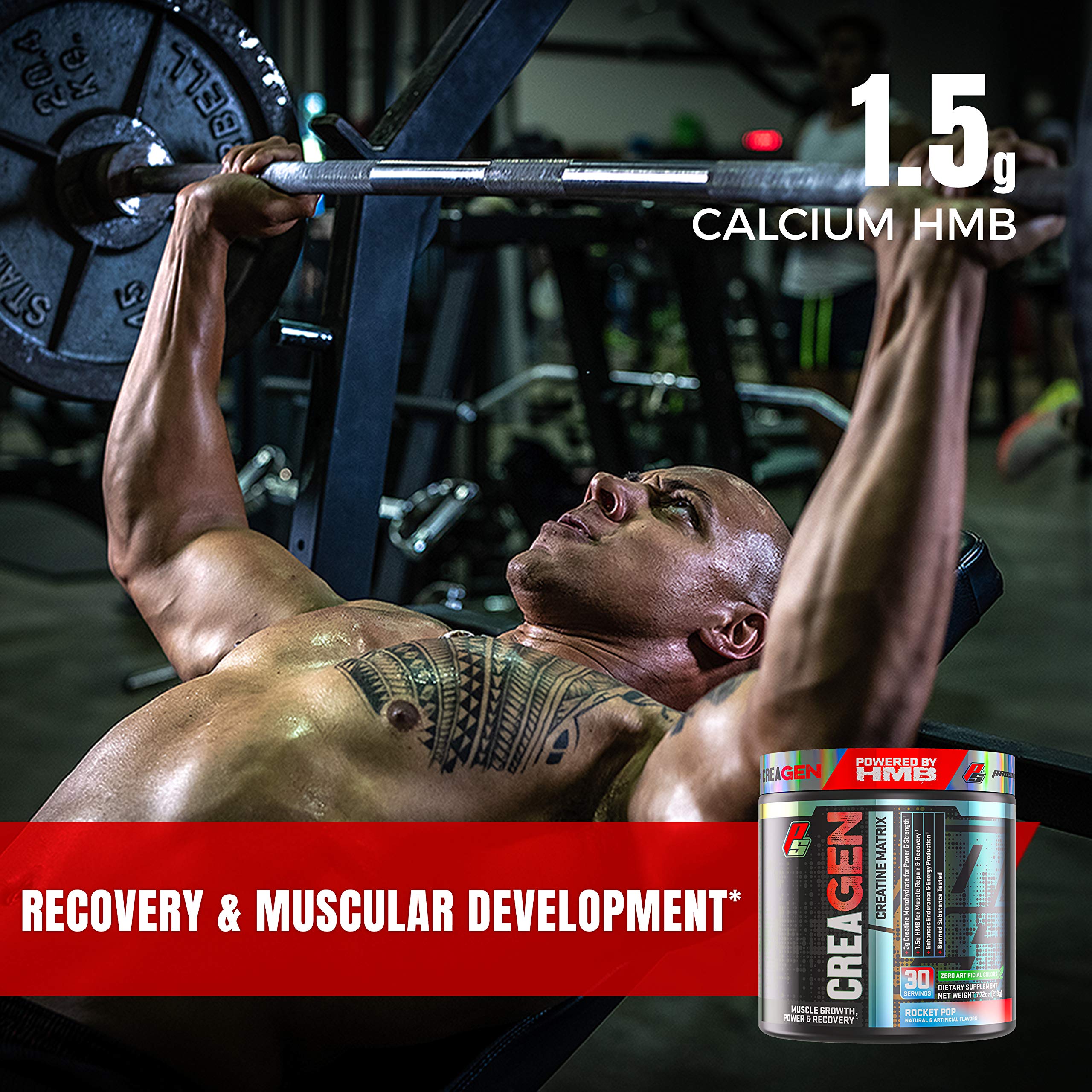 ProSupps CreaGEN Creatine Monohydrate Powder with HMB - Muscle Growth & Recovery Supplement for Energy, Strength & Power | Pre & Post Workout Powder for Athletes & Bodybuilders (30 Servings, Rocket Pop Flavor) | Ideal for Gym Training, Weightlifting & Muscle Recovery