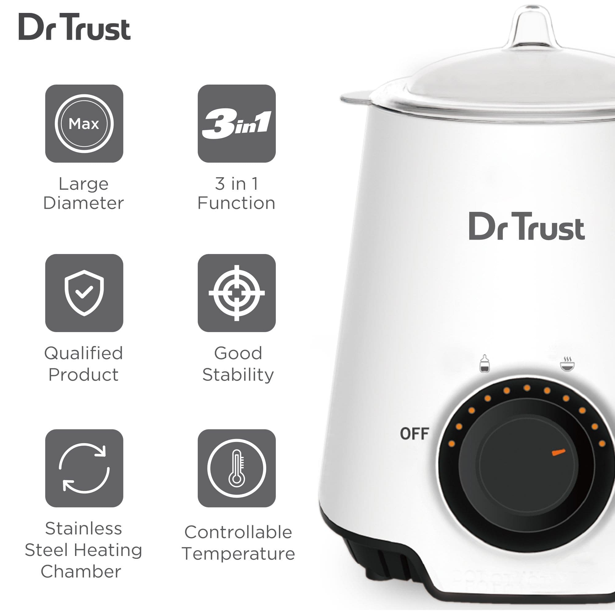 Dr Trust USA Baby Bottle Warmer 7001 - Fast & Safe Bottle Heating for Breastmilk & Formula - Perfect for Home, Travel & Daycare Use