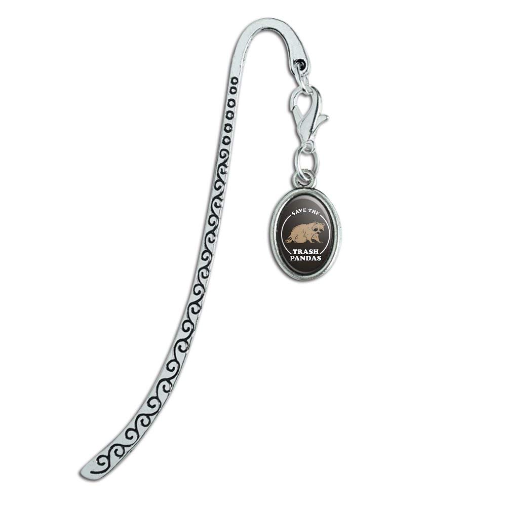 Save The Trash Pandas Raccoons Funny Metal Bookmark - Novelty Page Marker with Oval Charm - Perfect Gift for Book Lovers & Animal Enthusiasts
