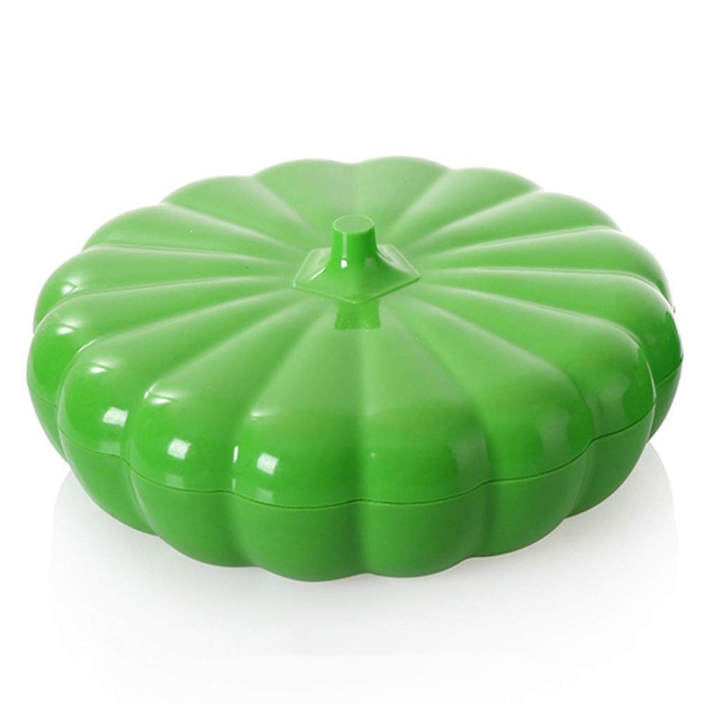 QTQHOME Modern Pumpkin-Shaped Fruit Bowl - Durable Plastic Covered Fruit Basket for Living Room, Kitchen, Dining Table - Green Decorative Display Stand for Fruits, Snacks & Home Decor