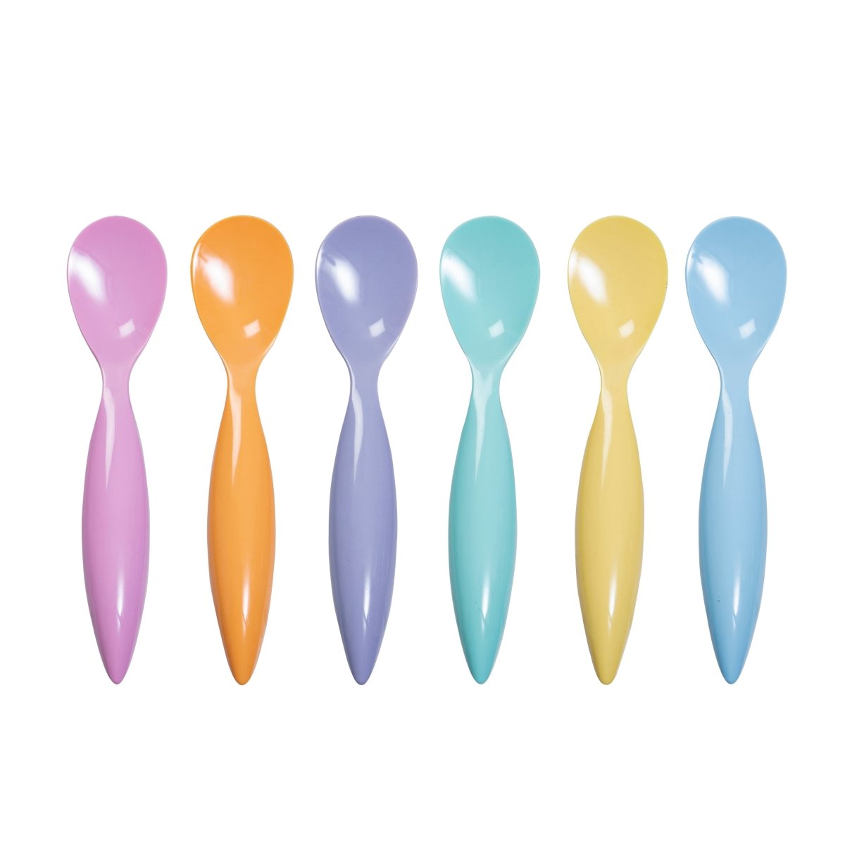 Bzyoo ColorPop Melamine Spoon Set - 6 Piece Pastel Colored Kitchen Utensils for Dining, Parties & Picnics