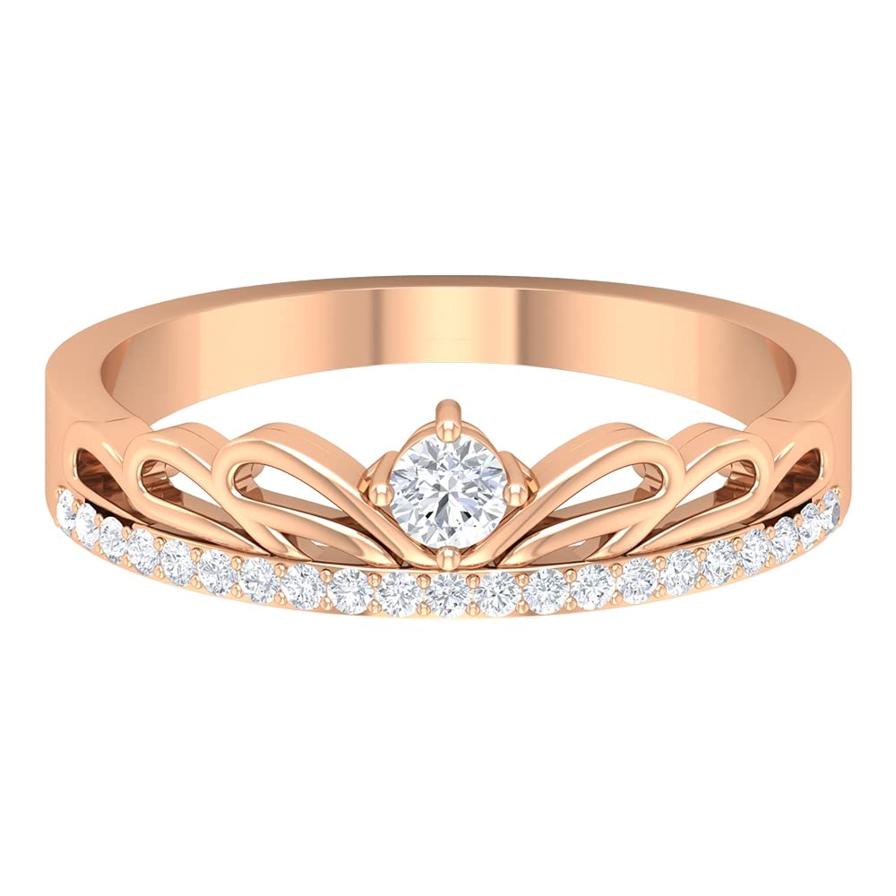 1/4 CT Diamond Crown Ring for Women - April Birthstone, 14K Solid Gold Certified Engagement & Wedding Ring - Perfect for Anniversary, Proposal & Special Occasions