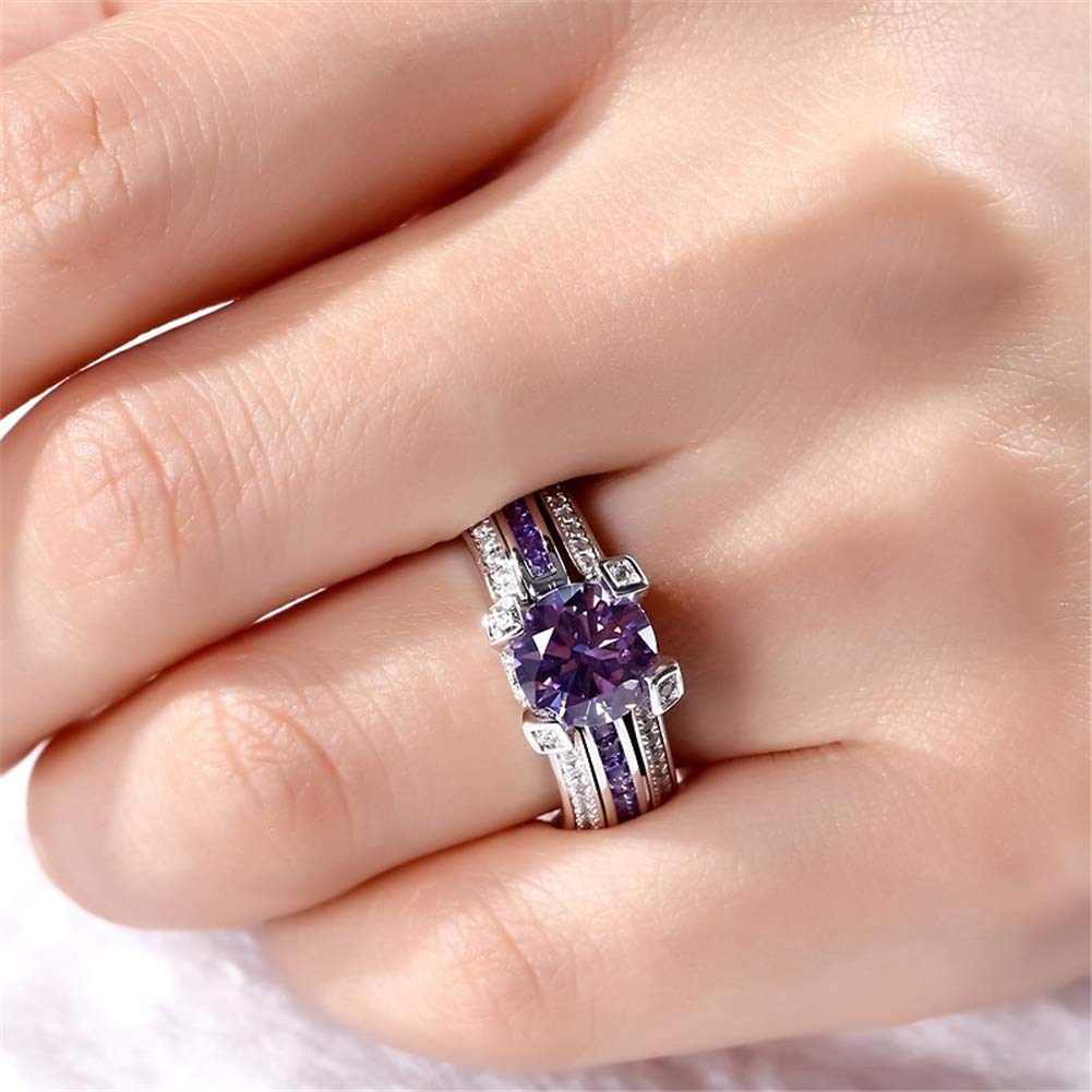 Jeulia Women's 3.5 Carat Cubic Zirconia Wedding Ring Set - Sterling Silver Simulated Diamond Engagement Ring with Round Cut Colorful Stones - Perfect for Anniversaries, Proposals & Special Occasions