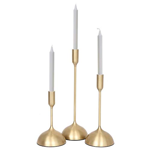 MAKLAINE 5 Inch Modern Gold Aluminum Candle Holder - Elegant Home Decor for Dining Table, Wedding Centerpiece, and Romantic Ambiance Lighting