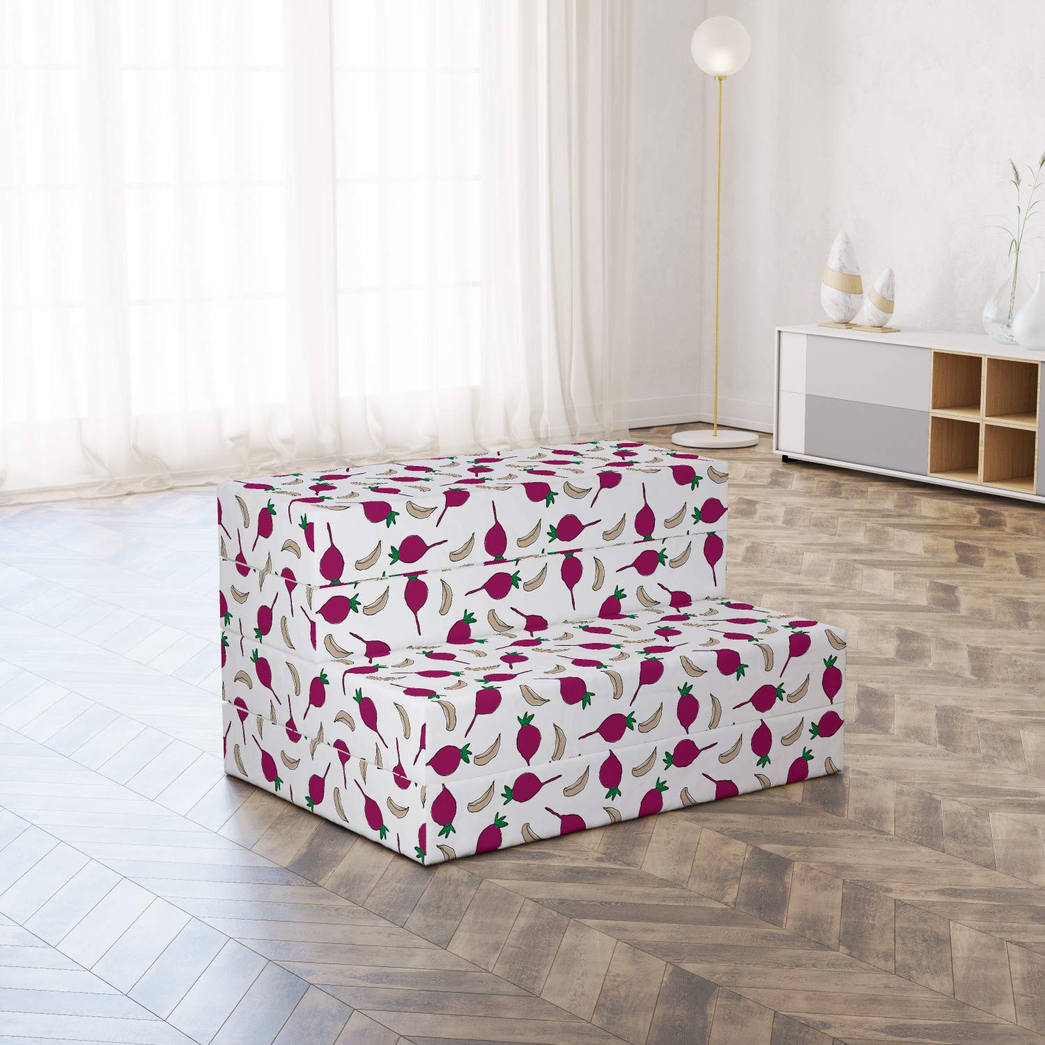 Ambesonne Foldable Mattress with Cartoon Vegetables Print - 74.8