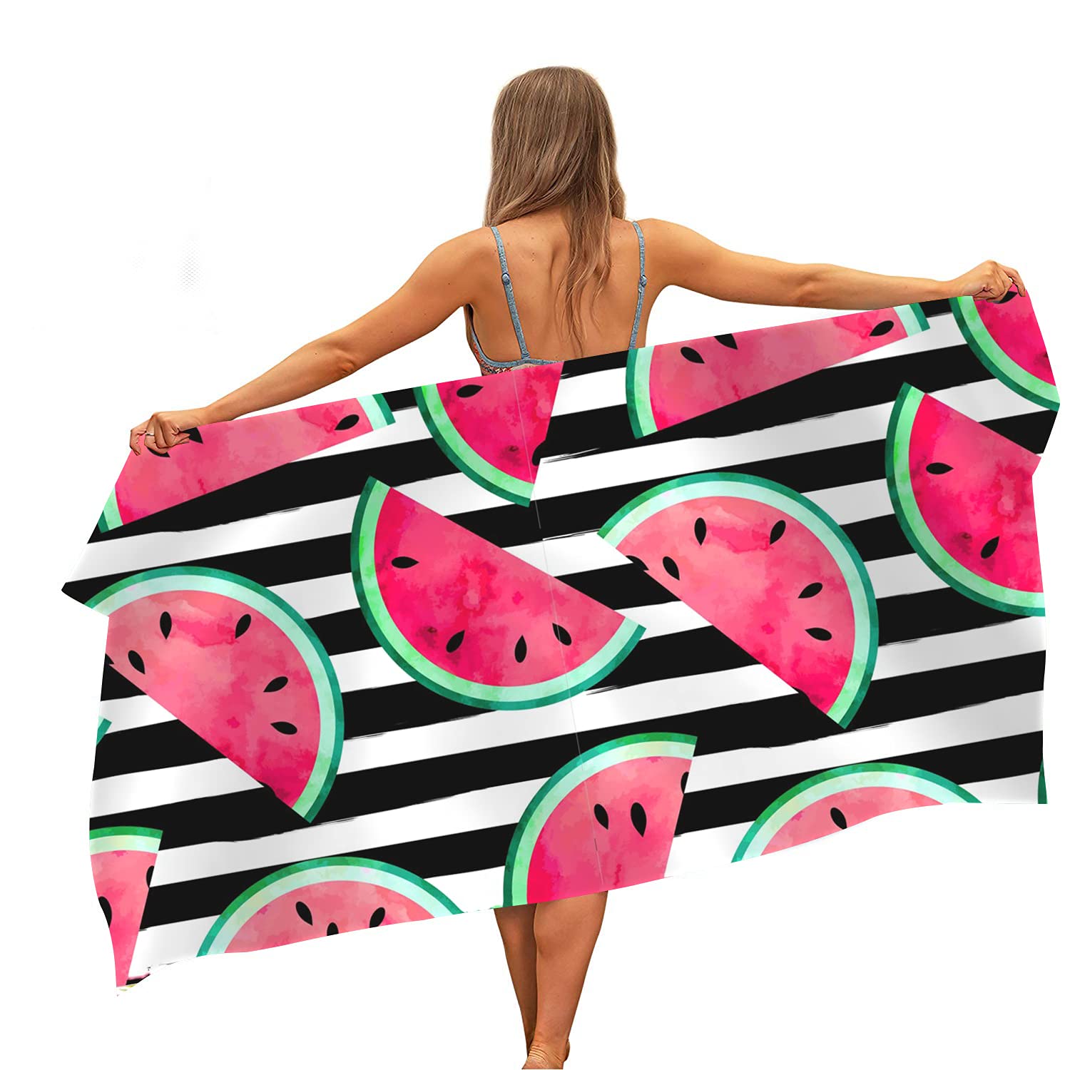 Quick-Dry Sand Proof Microfiber Beach Towel for Adults - Lightweight Travel, Swim, Pool, Yoga & Camping Blanket - Perfect for Beach Vacations, Gym Sessions and Outdoor Adventures (Watermelon Red)