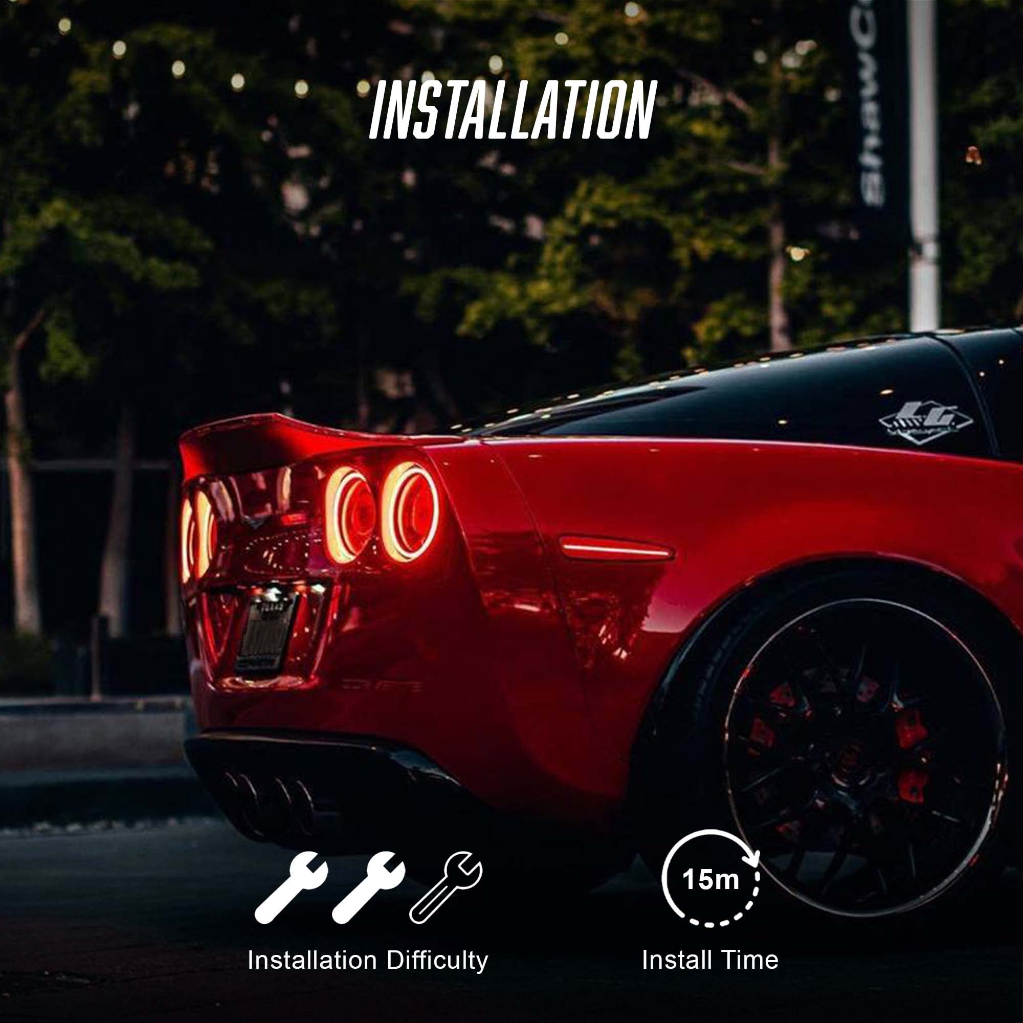 ORACLE LIGHTING LED Concept Sidemarker Set for 2005-2013 Chevy Corvette C6 | Clear SMD Side Markers (Part #3150-019) | Enhanced Visibility & Style for Night Driving & Car Shows