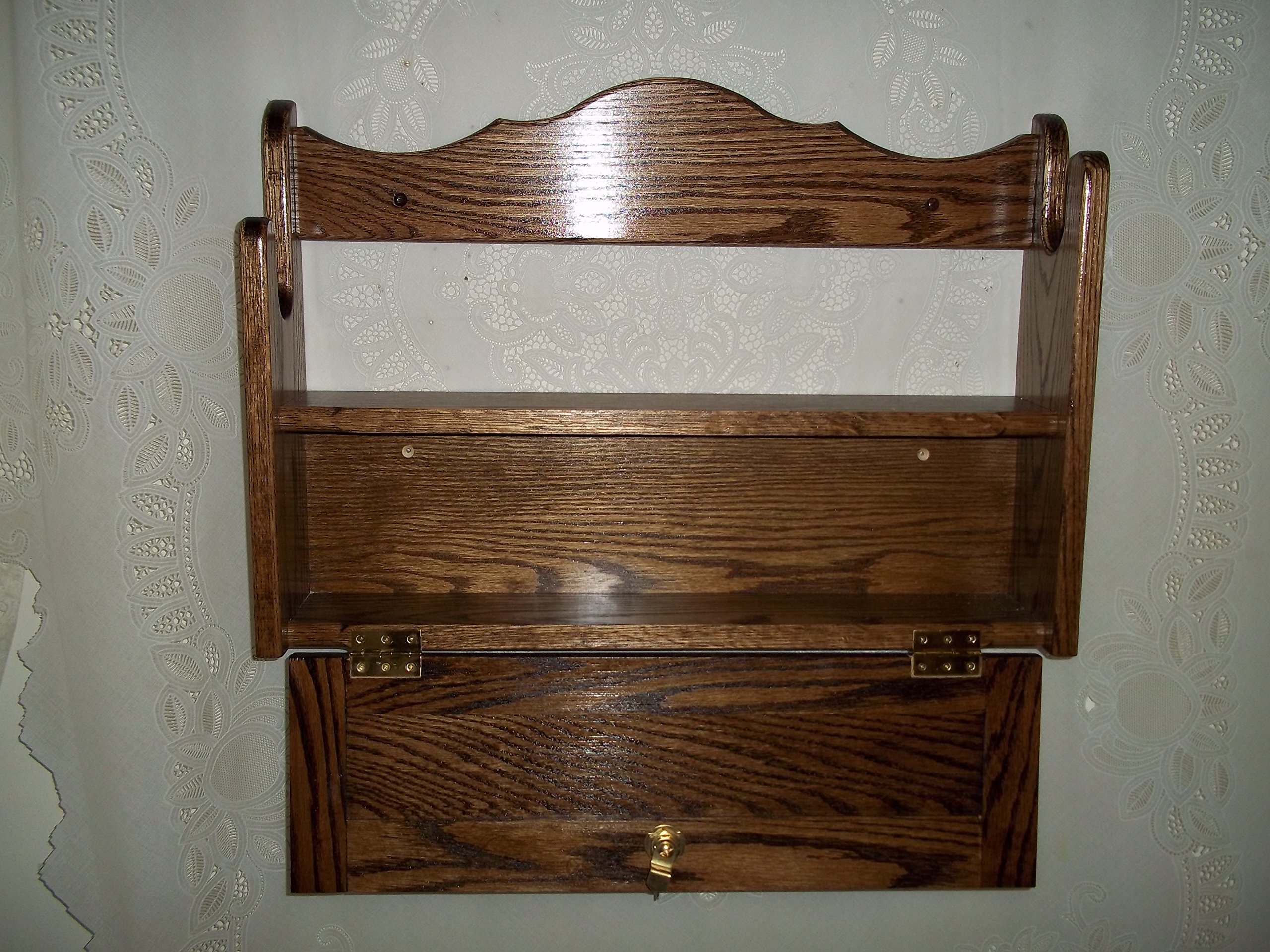 Lockable Gun Rack with Storage Compartment - Walnut Finish | Secure Firearm Storage for Home, Office & Hunting Cabin | Wall Mount Rifle Holder for Guns & Rifles