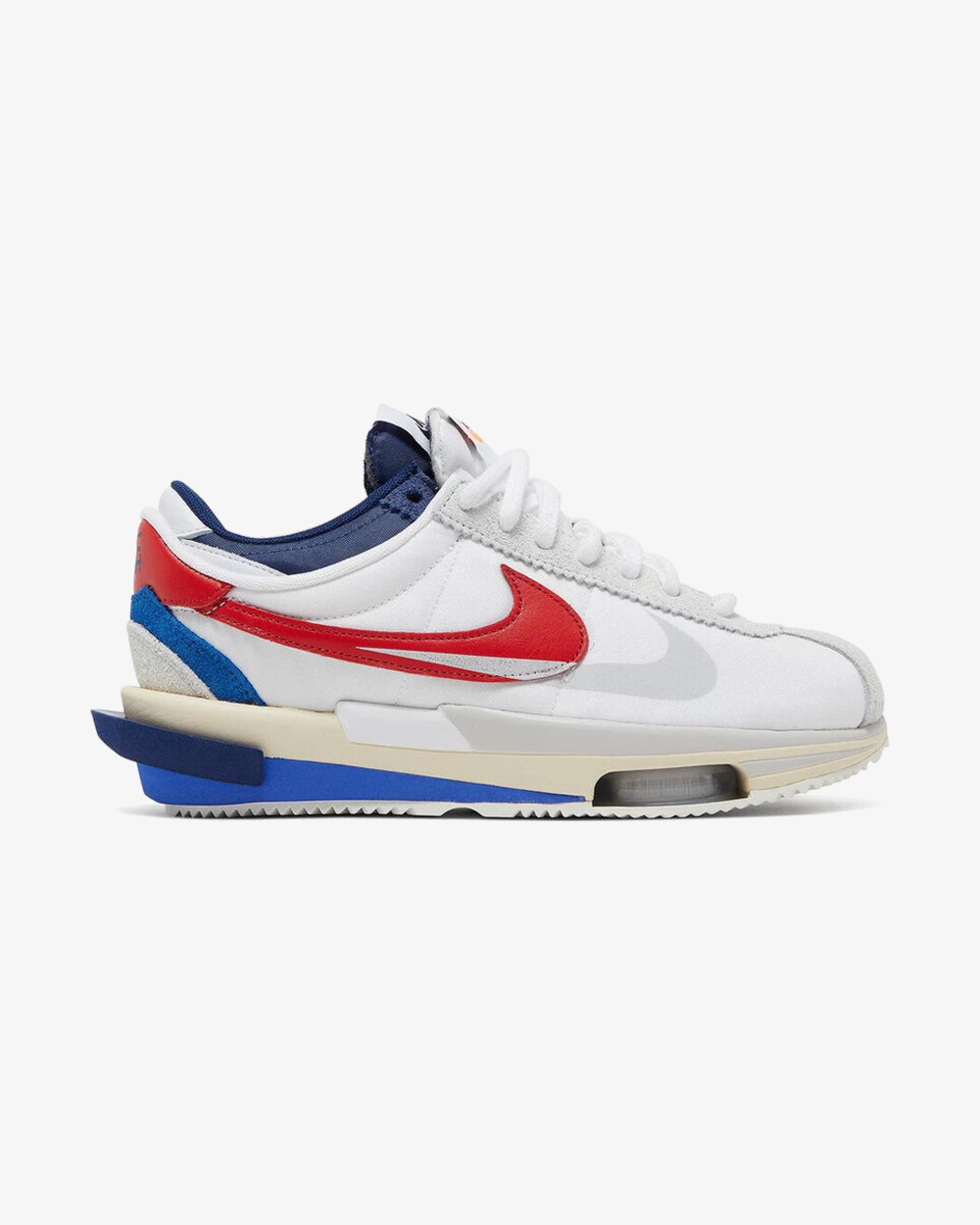Nike x Sacai Zoom Cortez SP Sneakers in White & University Red - Retro Running Shoes for Men & Women - Perfect for Casual Wear, Street Style & Gym Workouts