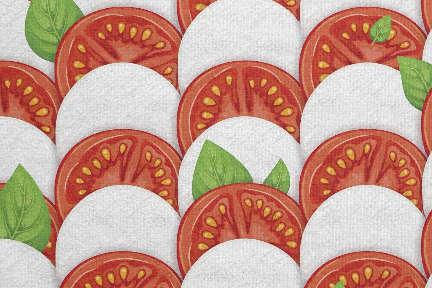 Ambesonne Non-Slip Yoga Mat Towel - Pizza Themed with Mozzarella, Tomatoes & Basil Design - 25