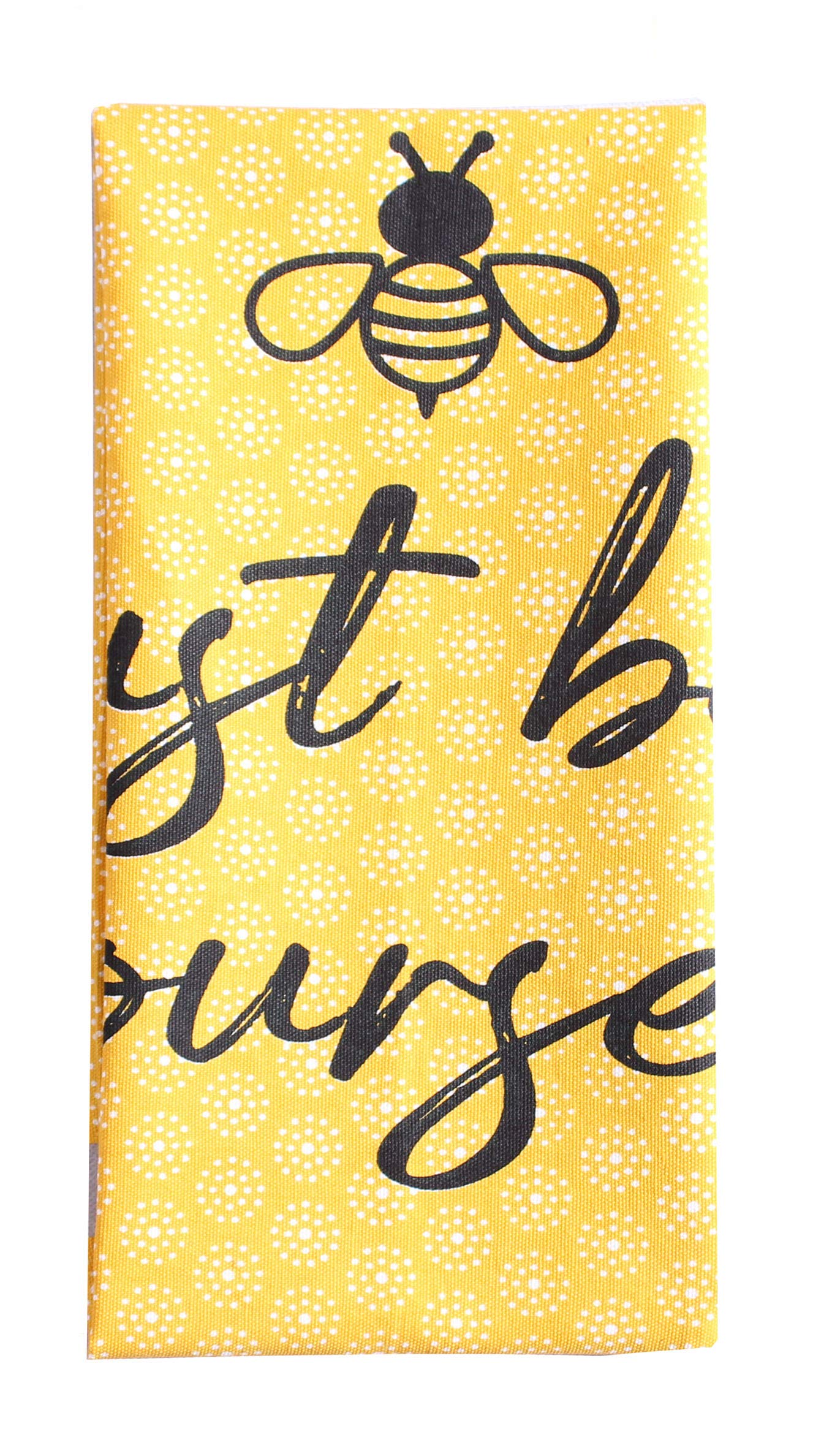 **ANA Eco-Friendly 100% Cotton Kitchen Dish Cloths - Super Absorbent, Reusable Towels (Set of 6) | Bee Grey & Yellow Print, Typography Pattern | 20x28 Inch | Perfect for Cleaning, Drying Dishes & Adding Style to Your Kitchen**