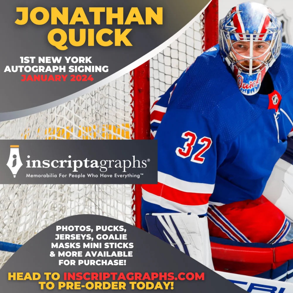 Jonathan Quick Autographed New York Rangers Mini Goalie Stick - Signed Hockey Memorabilia - Perfect for Sports Collectors & Rangers Fans - Great for Display in Man Caves, Sports Bars & Fan Collections