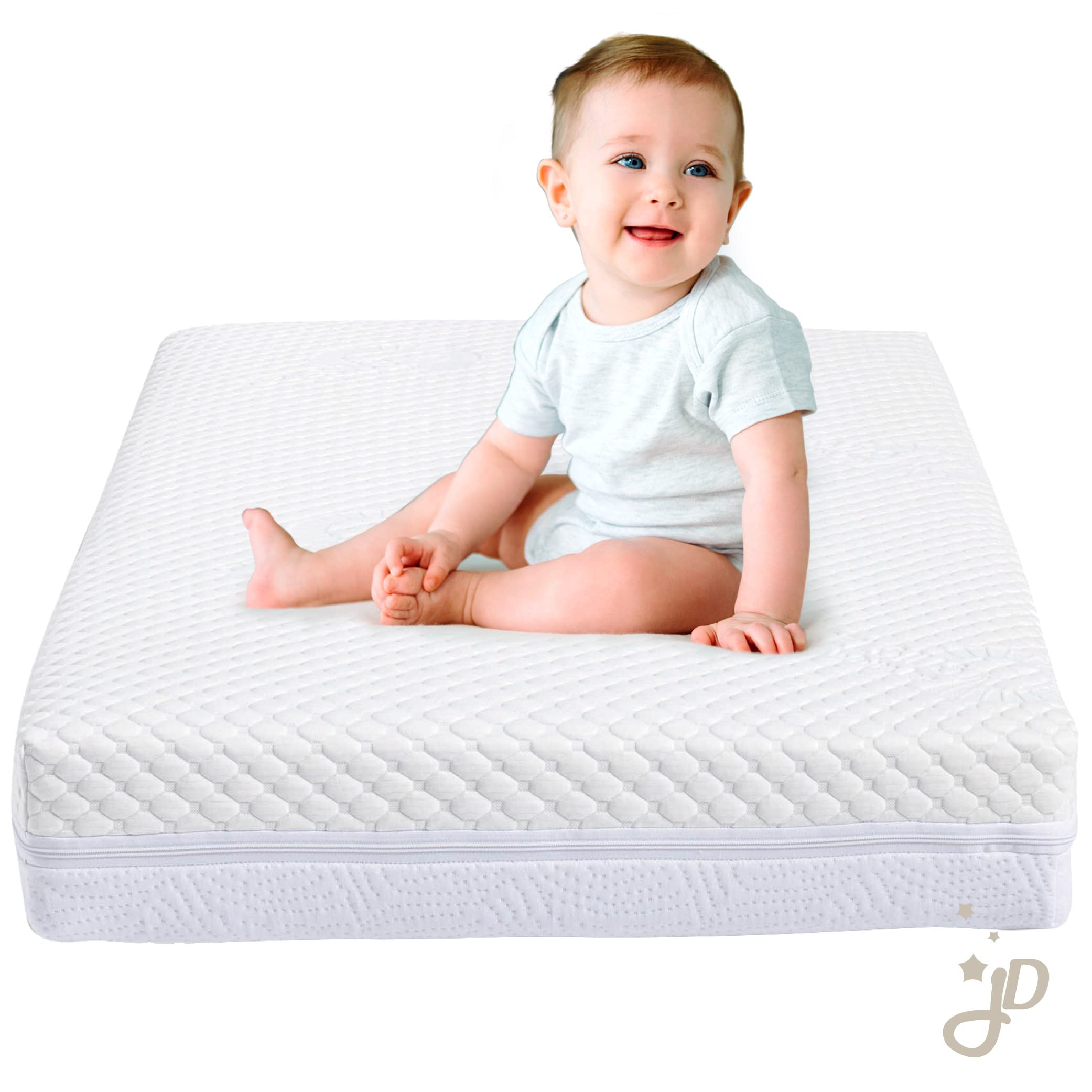 Juniper Dreams Crib Mattress with Celsius Cool Cover - Dual-Firm Toddler Bed Mattress | Hypoallergenic Memory Foam for Infants & Kids | Greenguard Gold Certified Cooling System | Perfect for Nursery, Daycare & Travel Use