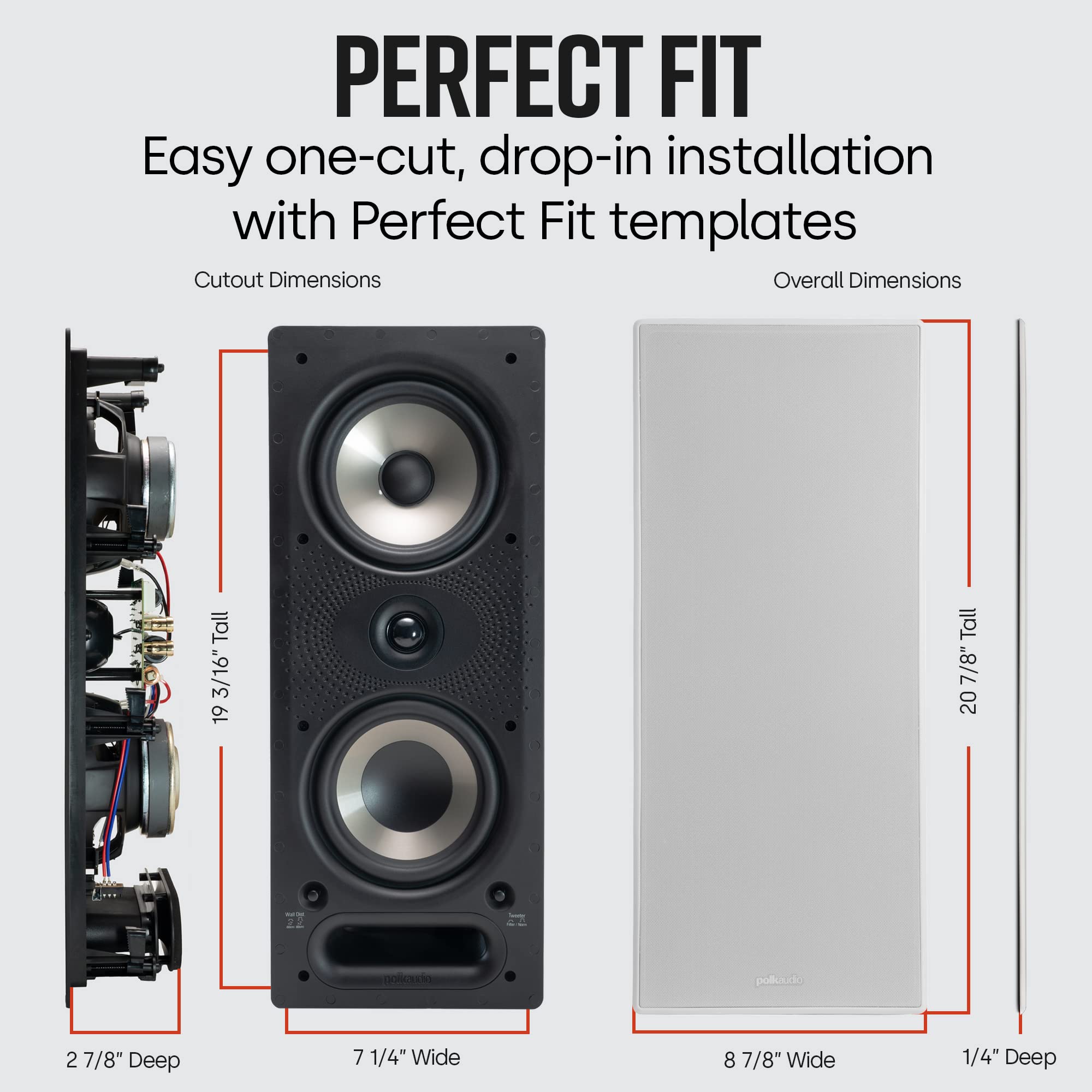 Polk Audio 265-RT 3-Way In-Wall Speaker - High Performance Vanishing Series for Home Theater & Surround Sound | Paintable Grille & Power Port Technology | Perfect for Ceiling & Wall Installation in Living Room, Bedroom or Home Theater - Black