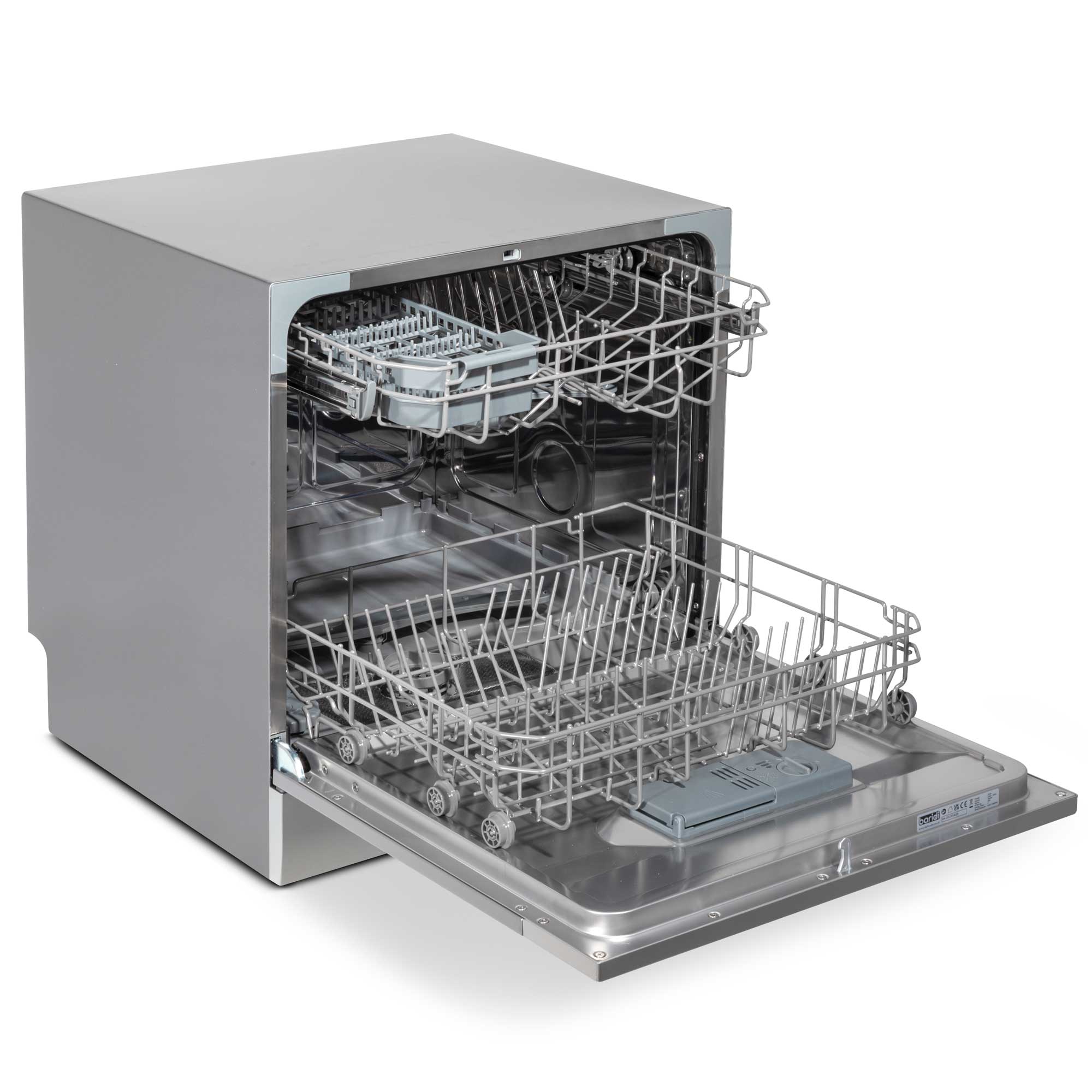 Baridi Compact Tabletop Dishwasher - 8 Place Settings, 6 Wash Programs, Ultra Quiet (42dB), 8L Capacity in Sleek Silver (Model DH87) | Perfect for Small Apartments, RVs, Dorms & Kitchenettes
