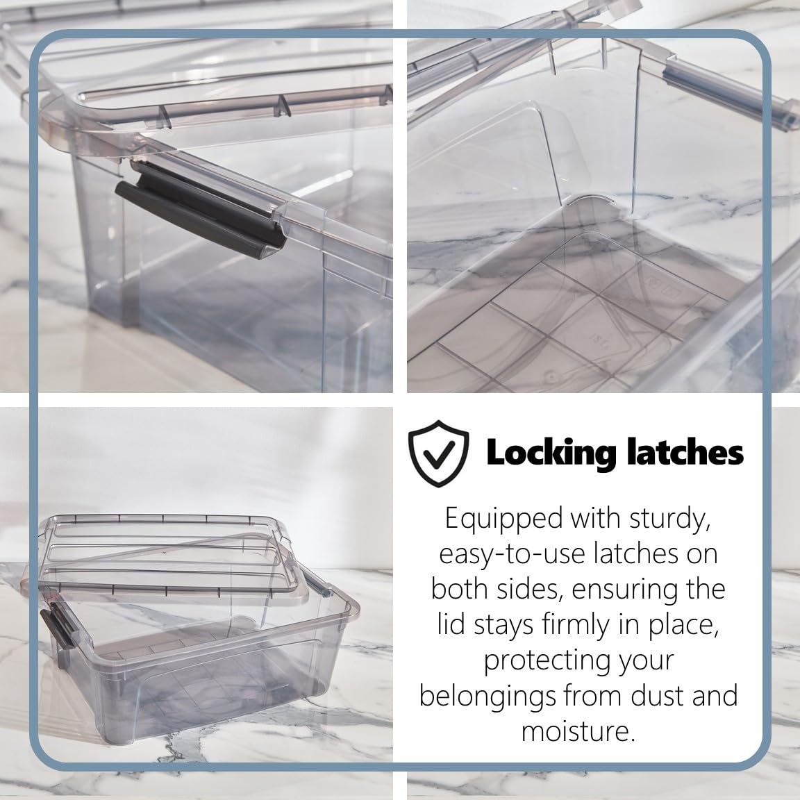 Tribello 12.5 Quart Plastic Storage Bins with Latching Lids - Set of 2 (15.5