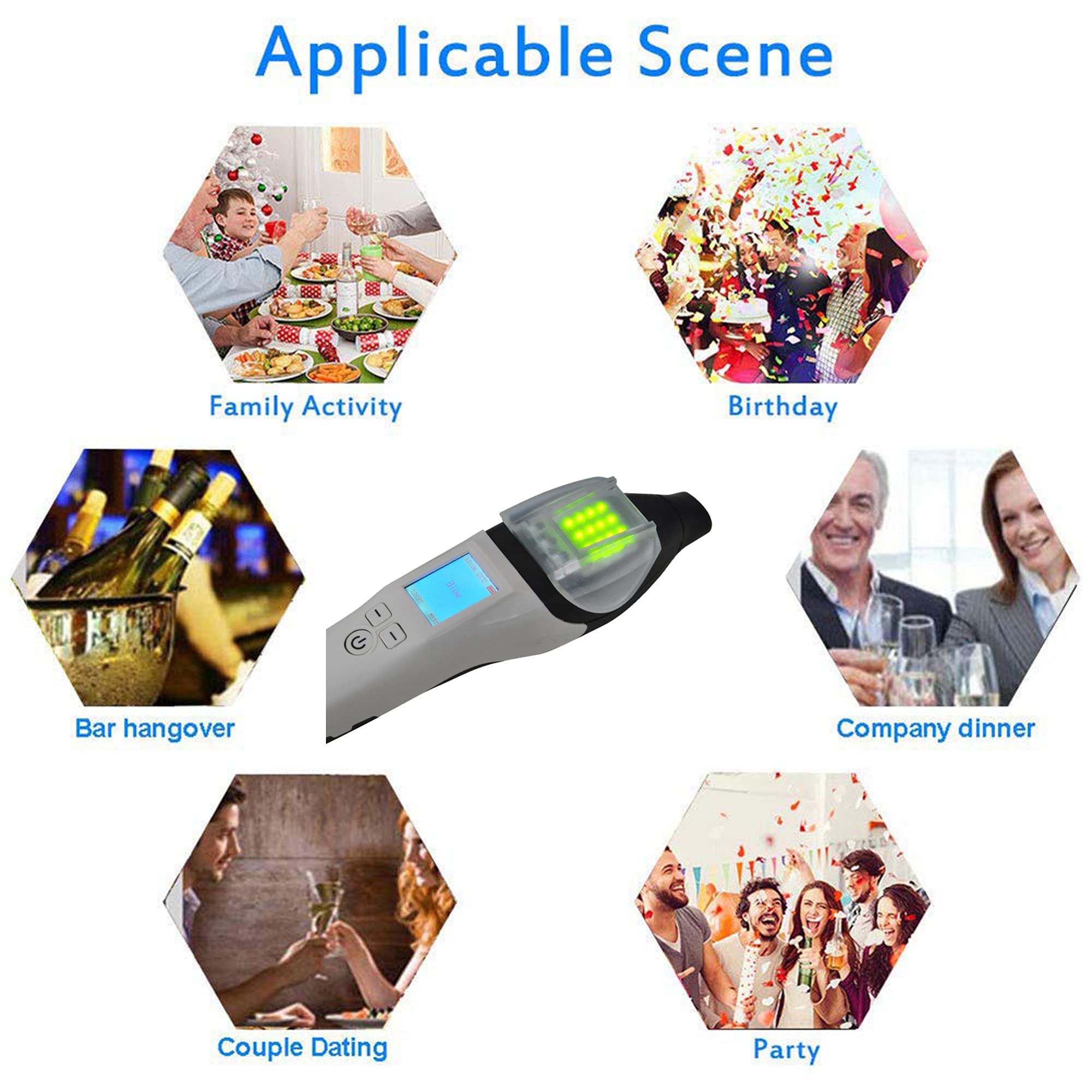 AT7000 Portable Breathalyzer - Fast & Accurate Alcohol Tester with LCD Display for Personal & Police Use | Roadside Testing, Workplace Safety, and Home Monitoring