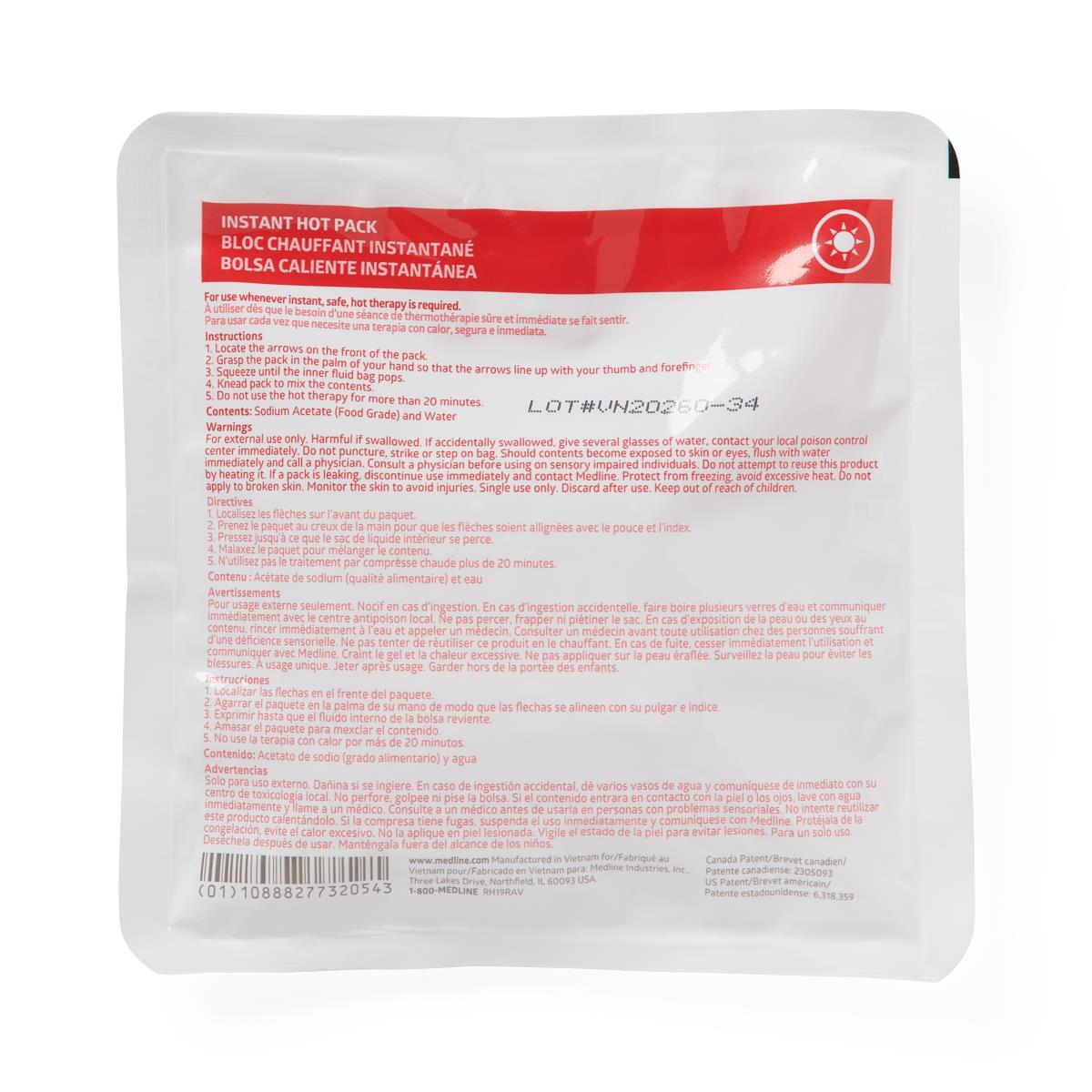 Medline Instant Hot Packs - Reusable Heating Pads for Pain Relief, Muscle Soreness & Cramps - Perfect for Back Pain, Arthritis & Menstrual Discomfort - Home, Office & Travel Use