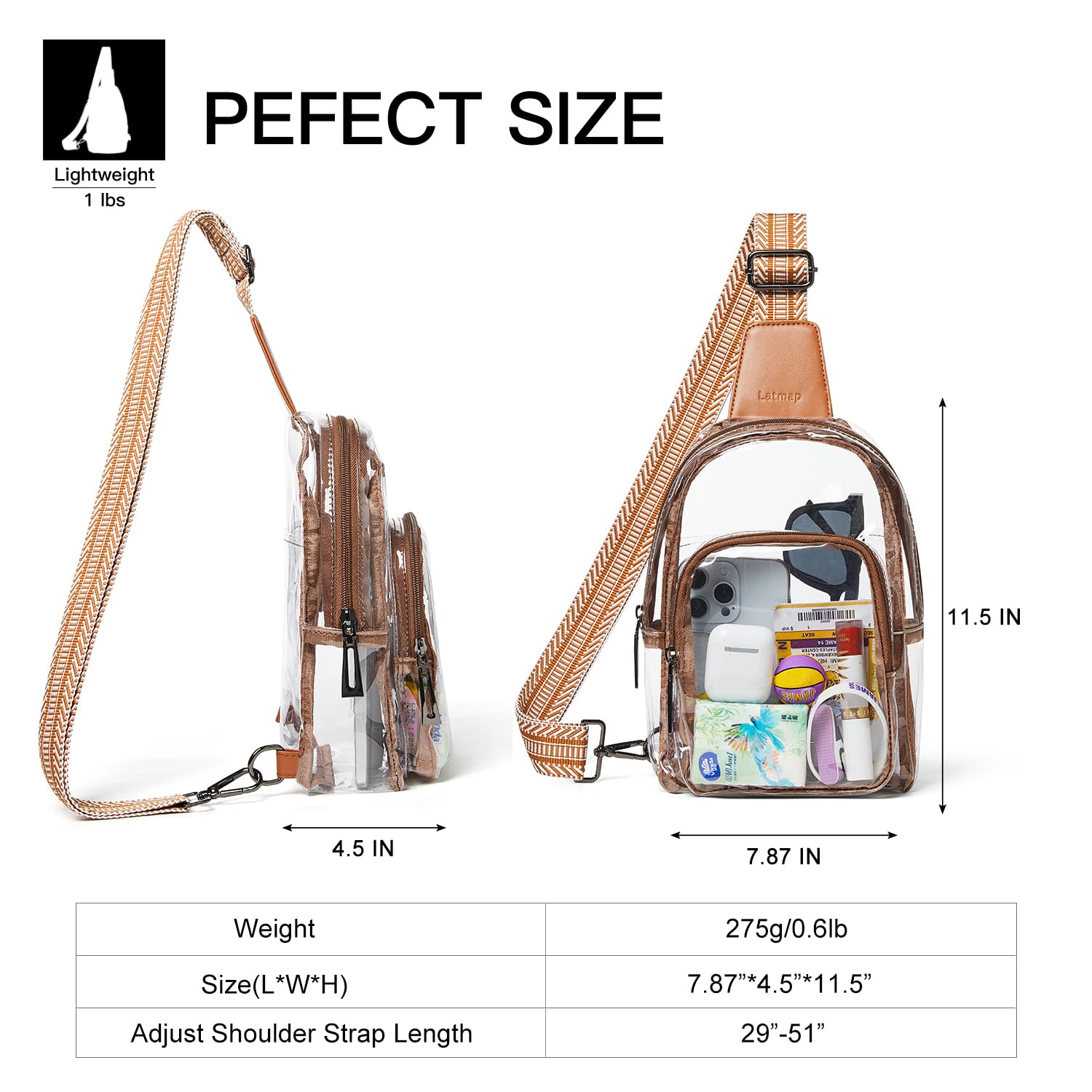 Clear Stadium Bag for Women - Transparent Crossbody Purse for Concerts, Sports Events & Festivals | Perfect for Security Checks & Hands-Free Convenience