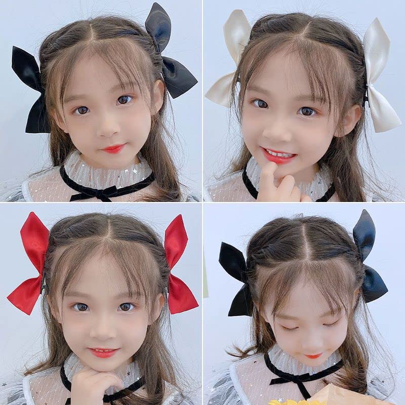Elegant Satin Ribbon Hair Clips for Women & Girls - 3 Pairs of Red & Black Bowknot Side Hairpins | Perfect for School, Parties, Weddings & Everyday Hair Accessories