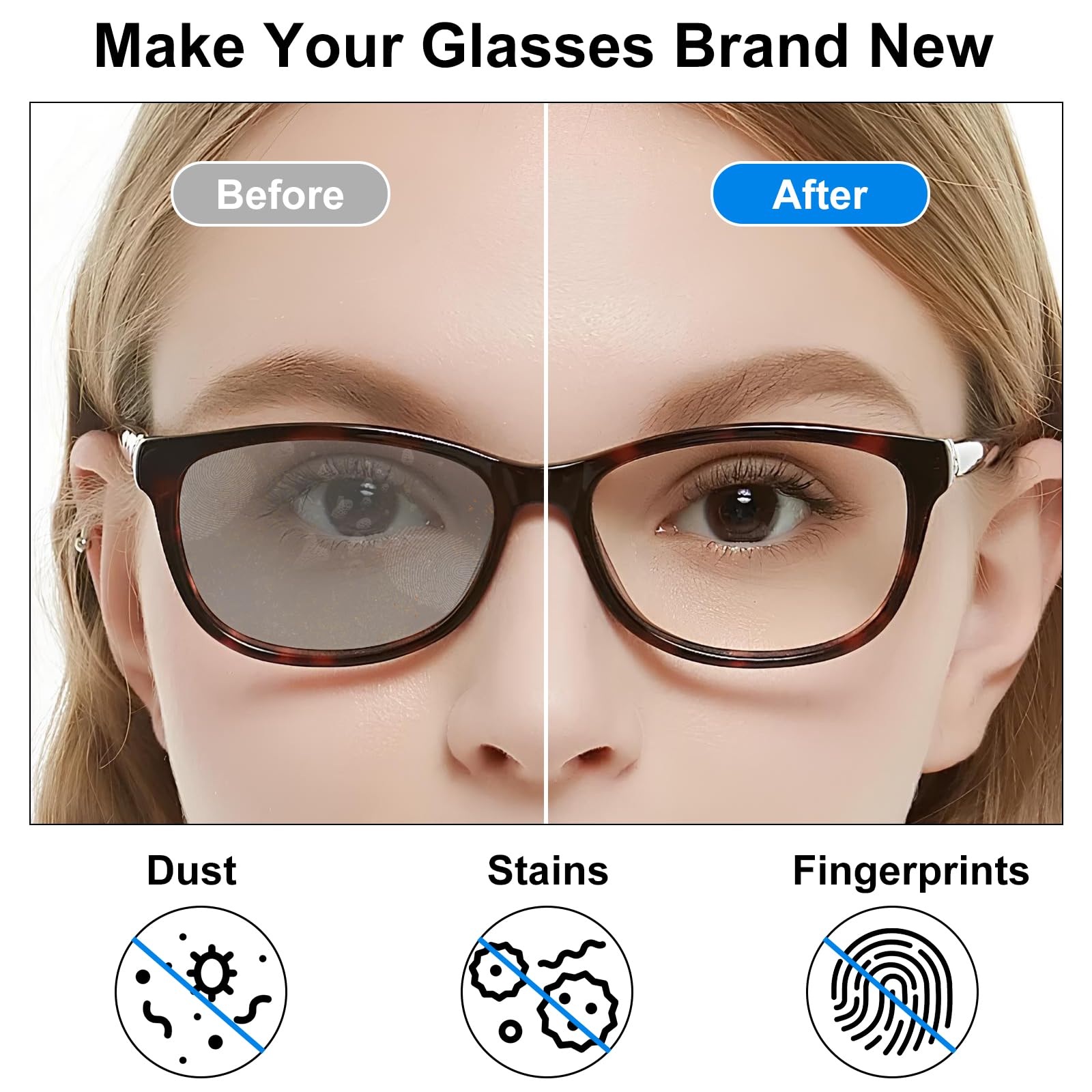 Haino Glasses Cleaner Kit - Portable Travel Eyeglass Cleaner with Microfiber Cloth for Glasses, Sunglasses & Phone Screens | Perfect for Home, Office & On-The-Go Cleaning