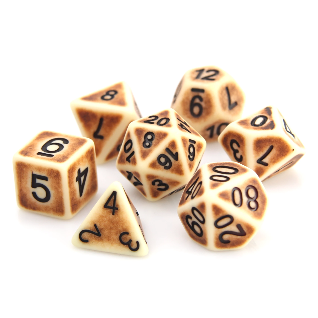 7 Piece RPG Dice Set - Ancient Bone Style for Dungeons & Dragons, Pathfinder & Tabletop Role-Playing Games