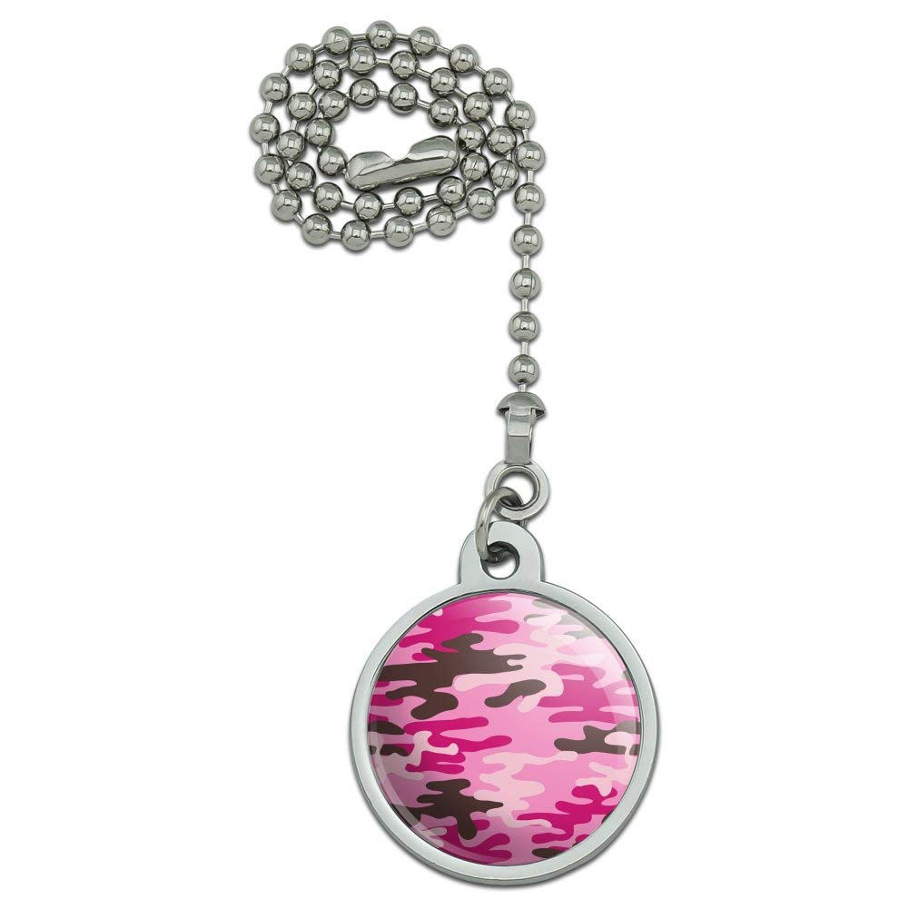 Pink Camouflage Ceiling Fan Pull Chain with Light - Decorative Ceiling Fan Accessory for Bedroom, Nursery, Kids Room & Home Decor