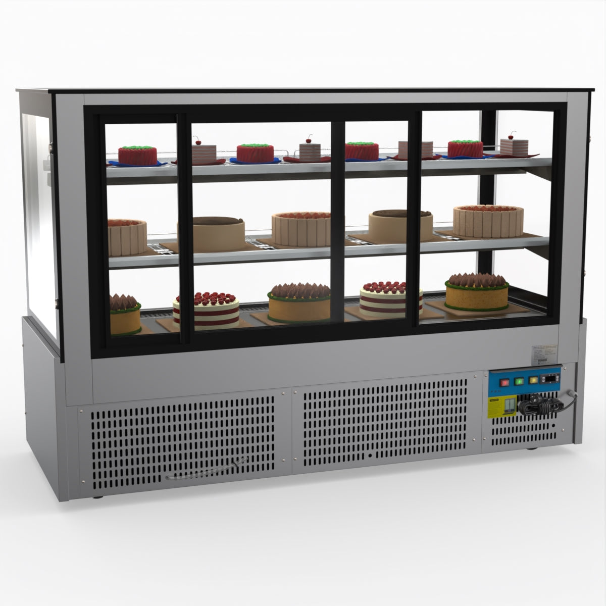 Bonvue SG180FA Commercial Refrigerated Display Case - Dual Glass Door Merchandiser for Deli, Bakery & Grocery - Perfect for Supermarkets, Convenience Stores & Cafes