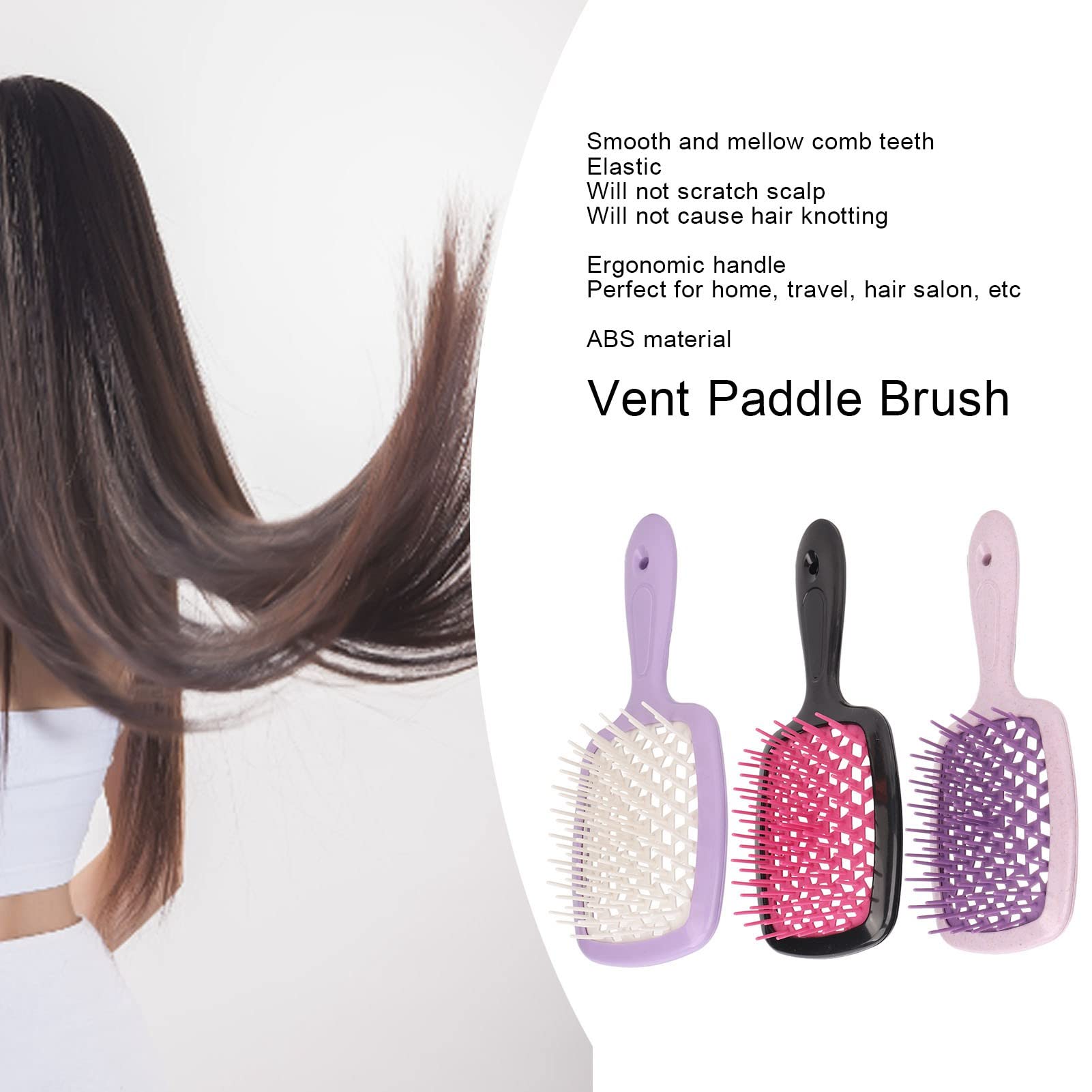 EXCLUZO Vent Paddle Hair Brush with Mellow Teeth - Detangling & Massaging Hairbrush for Wet & Dry Hair - Professional Ergonomic Design for Blow Drying (Rose Red) - Perfect for Salon, Home & Travel Use