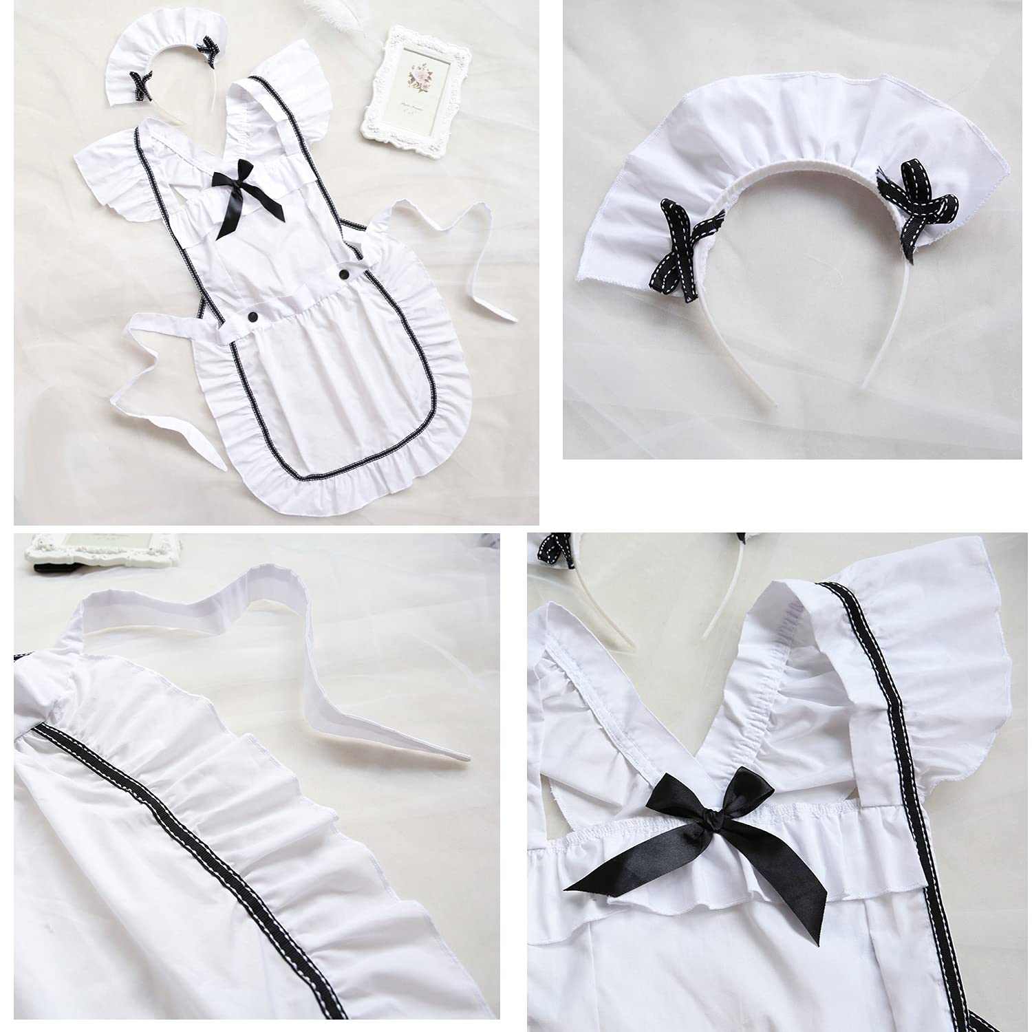 Sexy Maid Costume Set for Women - Lingerie Bras & Panties - Halloween Cosplay Outfit - Role Play Dress Up for Parties & Boudoir Photography