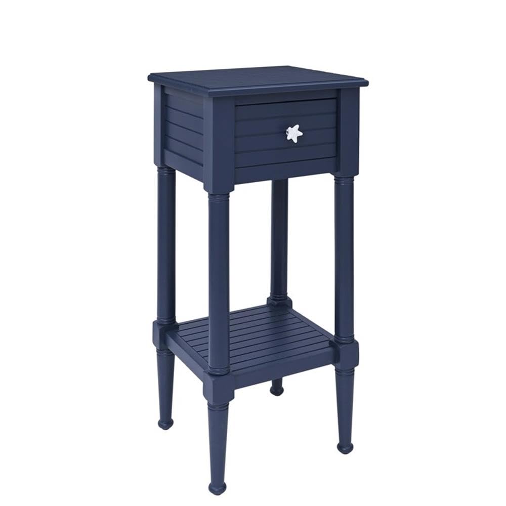 Linon Styers Wood Accent Starfish Coastal Side Table - Navy Blue End Table for Beach House Decor, Living Room, Bedroom & Patio