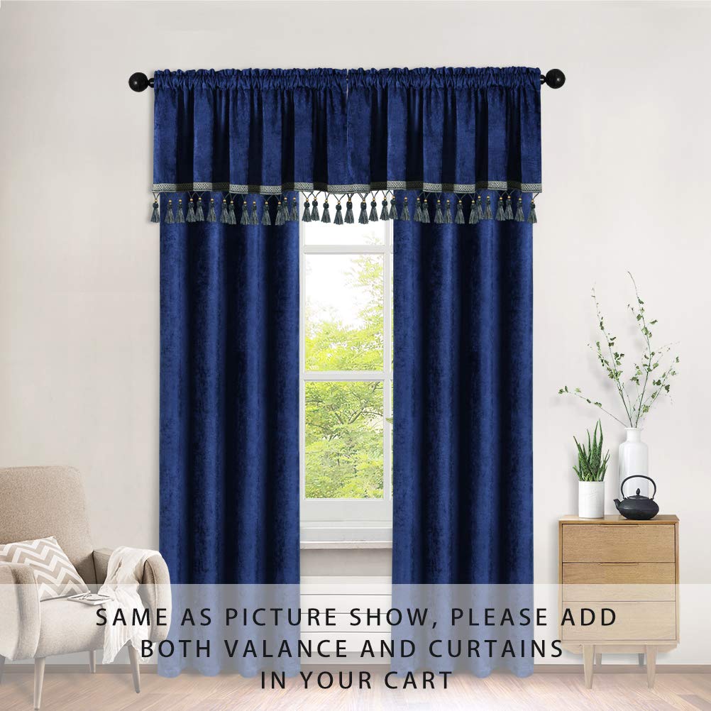 ELKCA Double-Sided Chenille Window Curtains - Royal Blue Blackout Curtains for Living Room & Bedroom - 52