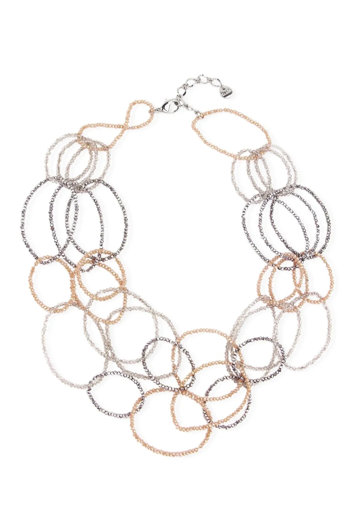 3 Layer Oval Crystal Beaded Necklace for Women - Elegant Layered Statement Jewelry for Party, Wedding & Evening Events