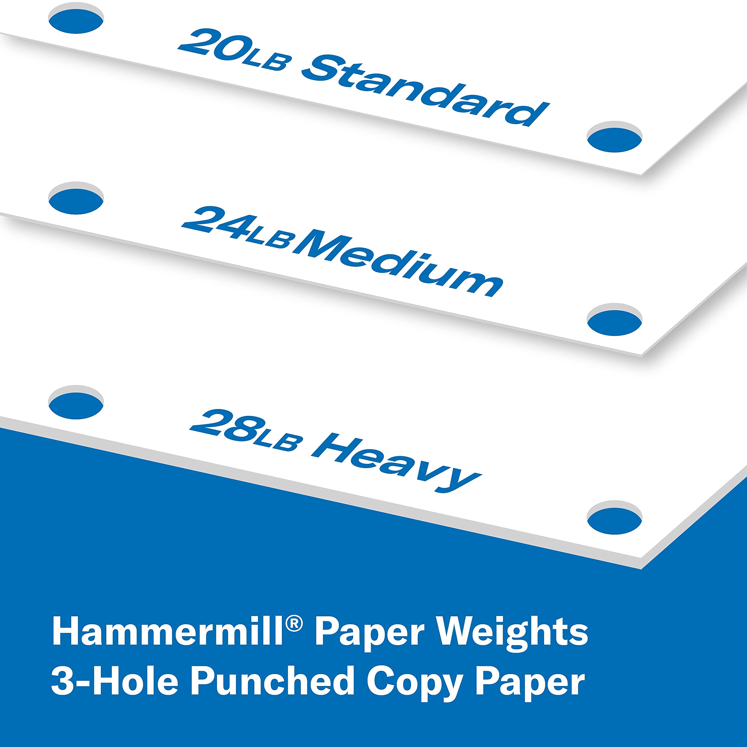 Hammermill Printer Paper, 20 lb Multipurpose Copy Paper, 3-Hole Punched, 10 Reams (5,000 Sheets), 96 Bright, Made in USA, 103275C – Perfect for Office, School, and Home Printing Needs