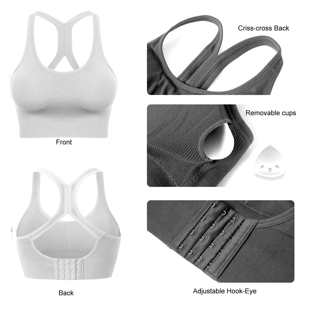 High Impact Sports Bras for Women - Racerback Workout Bra with Padded Support for Running, Yoga & Fitness - Comfortable Multipack for Active Lifestyles