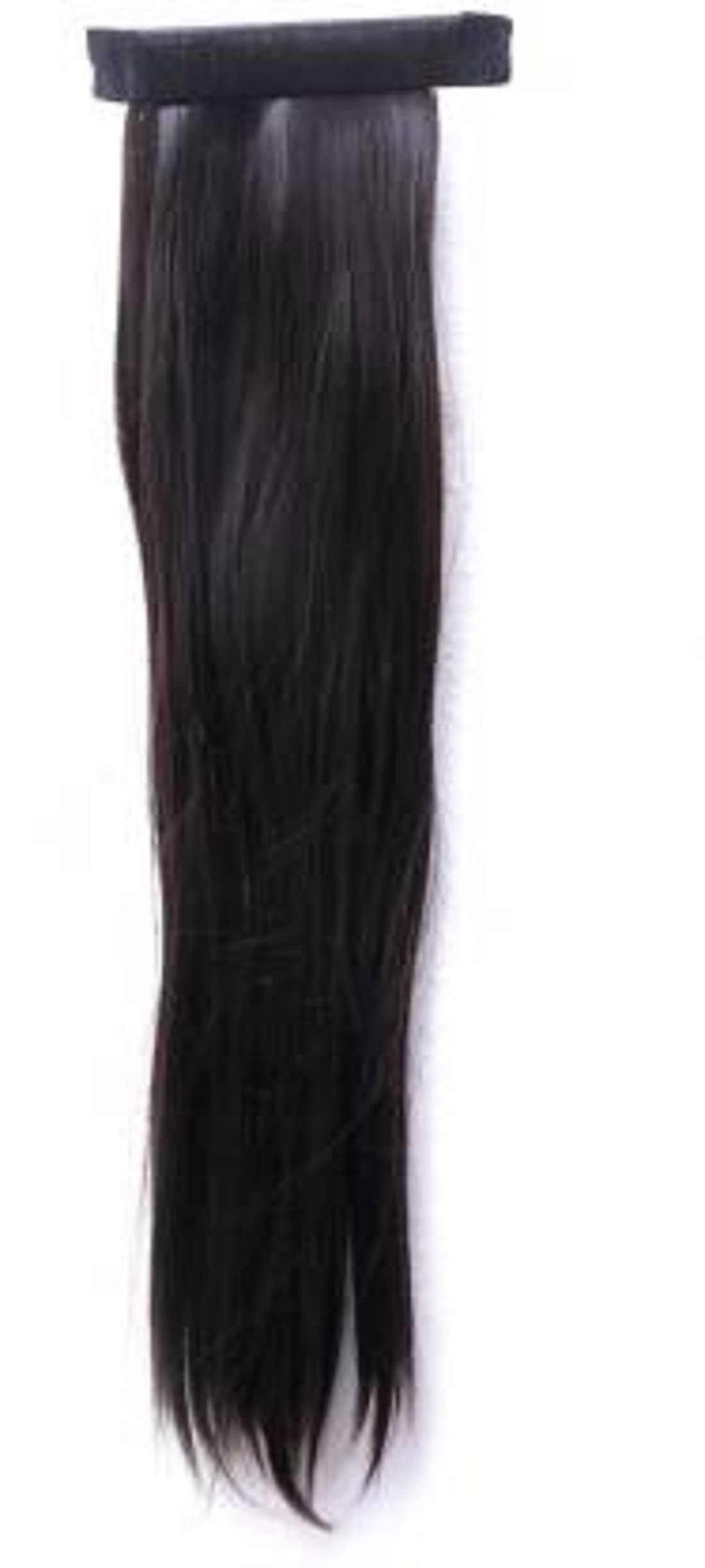 Abrish Black Straight Hair Ponytail Extension - 24 Inch Clip-in Human Hair for Women, Natural Look & Easy to Style | Perfect for Parties, Weddings & Daily Wear