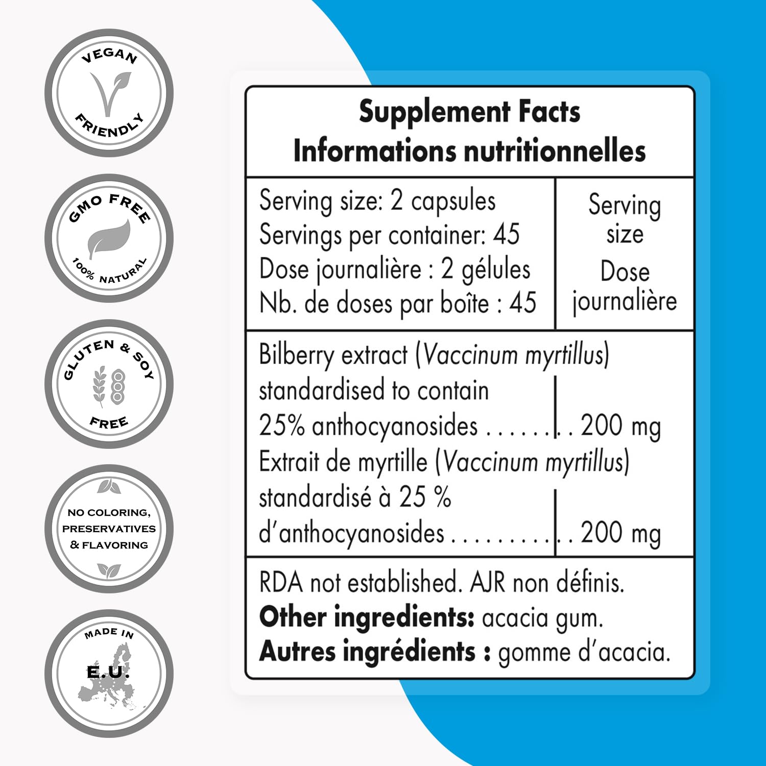 Premium Bilberry Extract Supplement - 25% Anthocyanins for Eye Health | Non-GMO, Gluten Free Vegan Capsules | Supports Night Vision & Eye Strain Relief | 90 Vegetarian Capsules - Vaccinium Myrtillus Fruit Extract for Digital Screen Users & Gamers