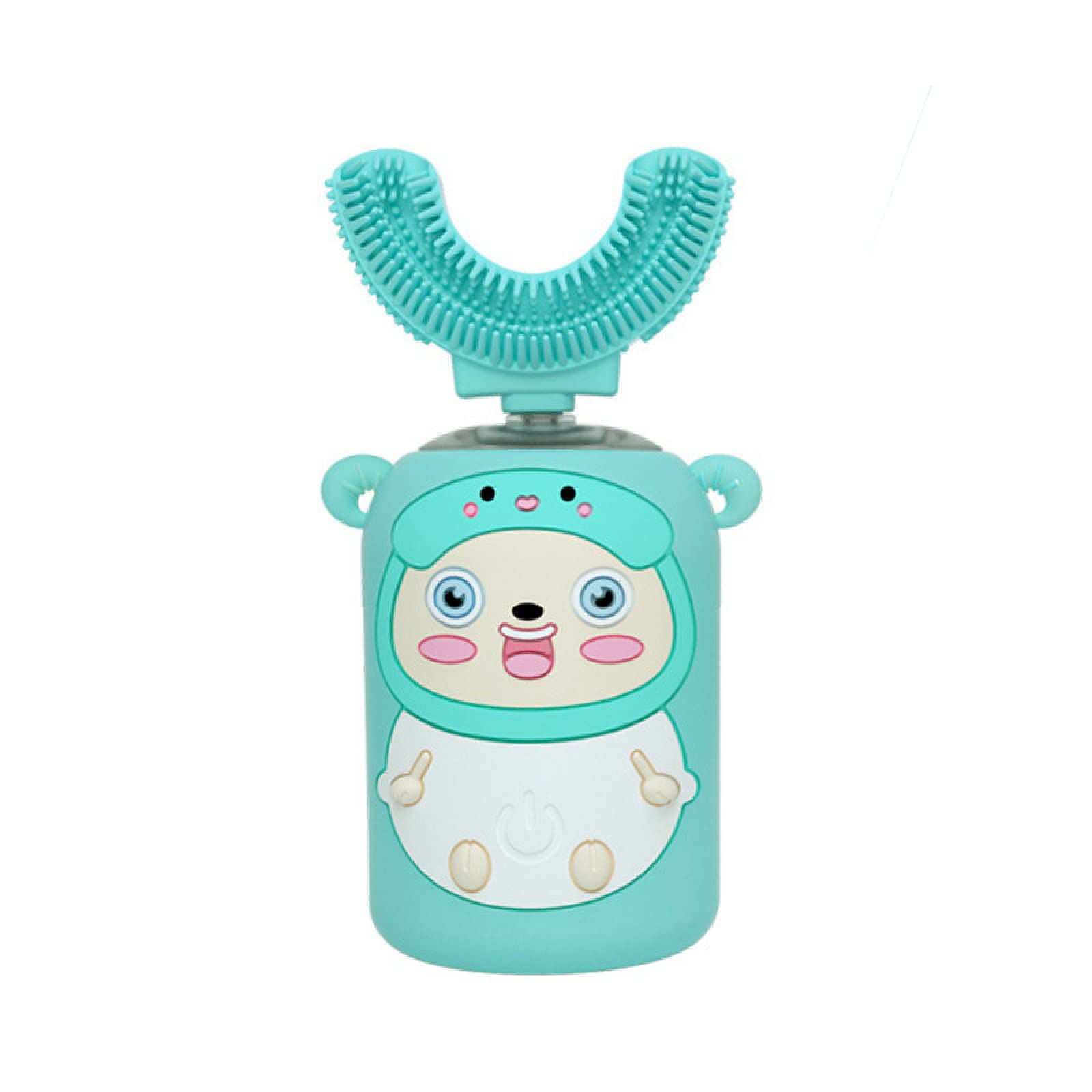 Kids U-Shaped Electric Toothbrush - Smart Rechargeable Toothbrush for Children Ages 3-12 with 2-6 Green Brush Heads & Mouth Guard | Perfect for Daily Oral Care & Travel