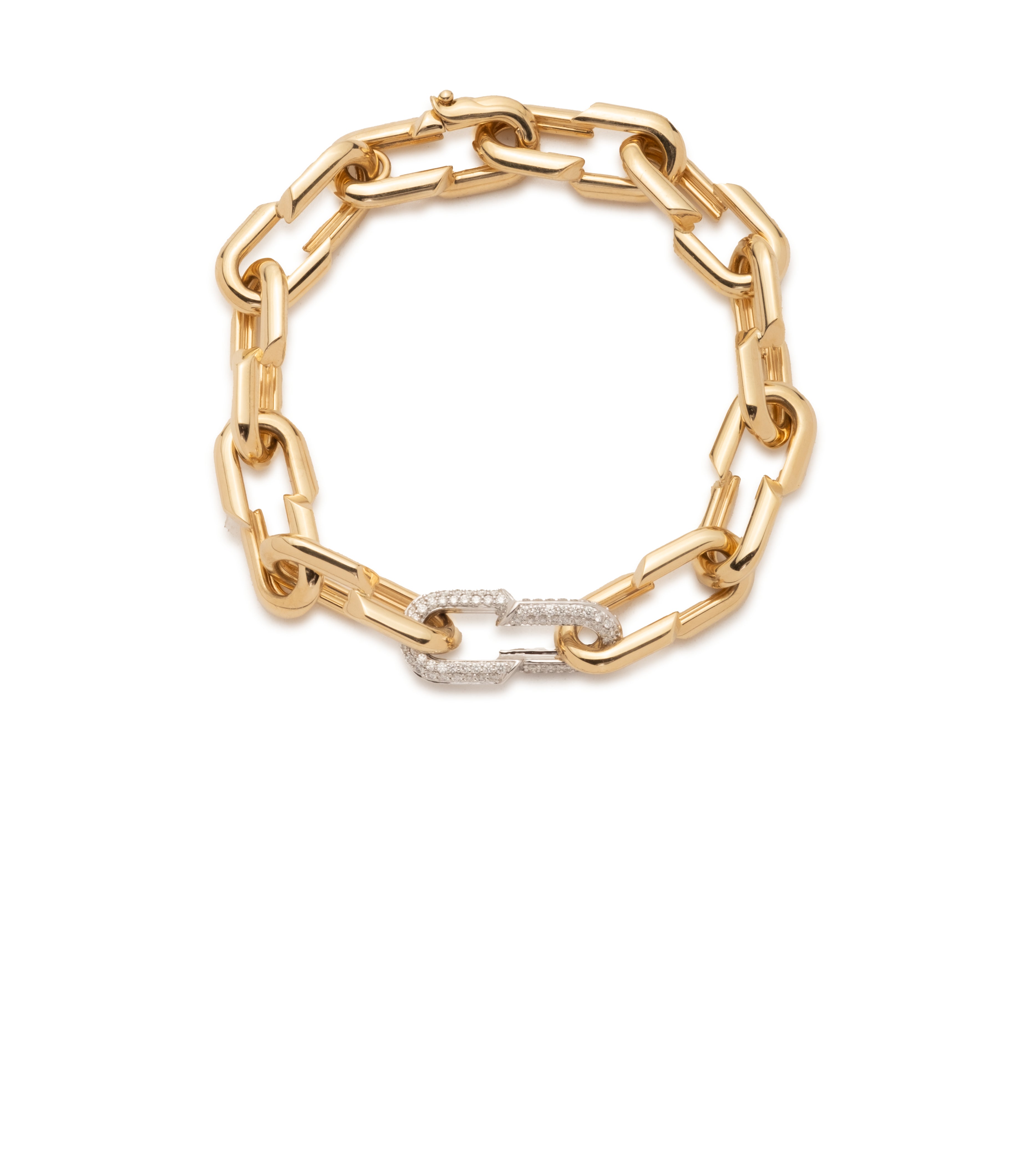 Medium Strong Hearts Love Single Pave Link Chain Bracelet - Elegant Sterling Silver Dainty Bracelet for Women, Perfect for Valentine's Day Gift, Anniversary, Birthday & Everyday Wear