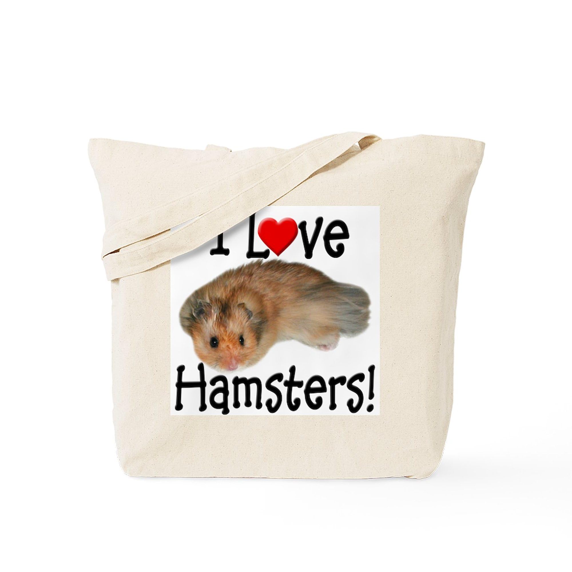 I Love Hamsters Tote Bag - Natural Canvas Reusable Shopping Bag for Groceries, Beach & Daily Use | Cute Hamster Lover Gift