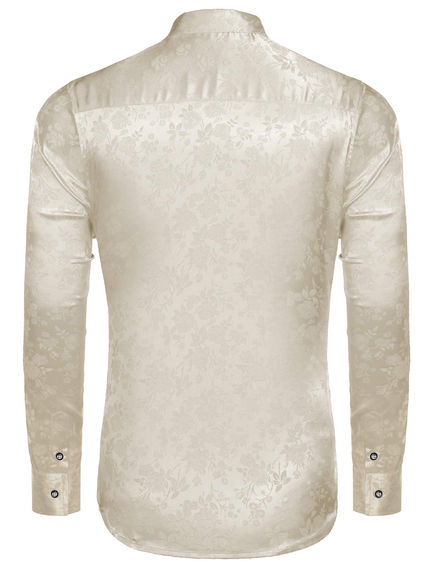 COOFANDY Men's Silk Satin Dress Shirt - Jacquard Long Sleeve Floral Button Up Shirt for Wedding, Prom & Party | Formal Occasions & Business Events