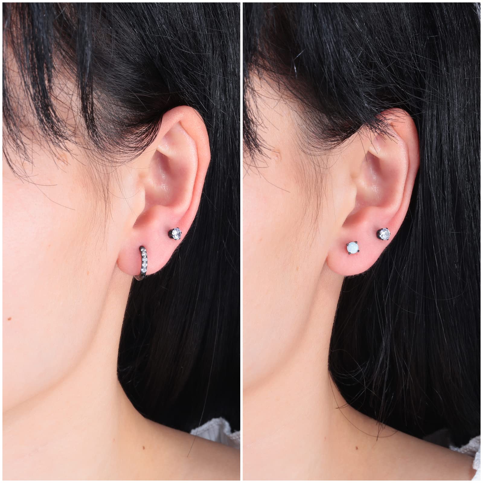 Hypoallergenic Stainless Steel Huggie Hoop Earrings - 6mm & 8mm CZ Cartilage Earrings for Women | Everyday Wear, Gift, Party & Work Accessories