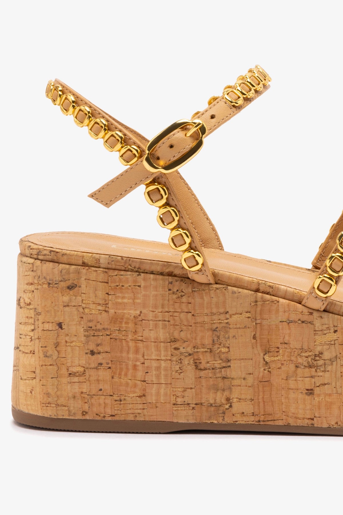 Gio Milanina Women's Flatform Sandals in Tan Leather & Natural Cork - Comfortable Summer Wedges for Beach, Vacation & Casual Outfits