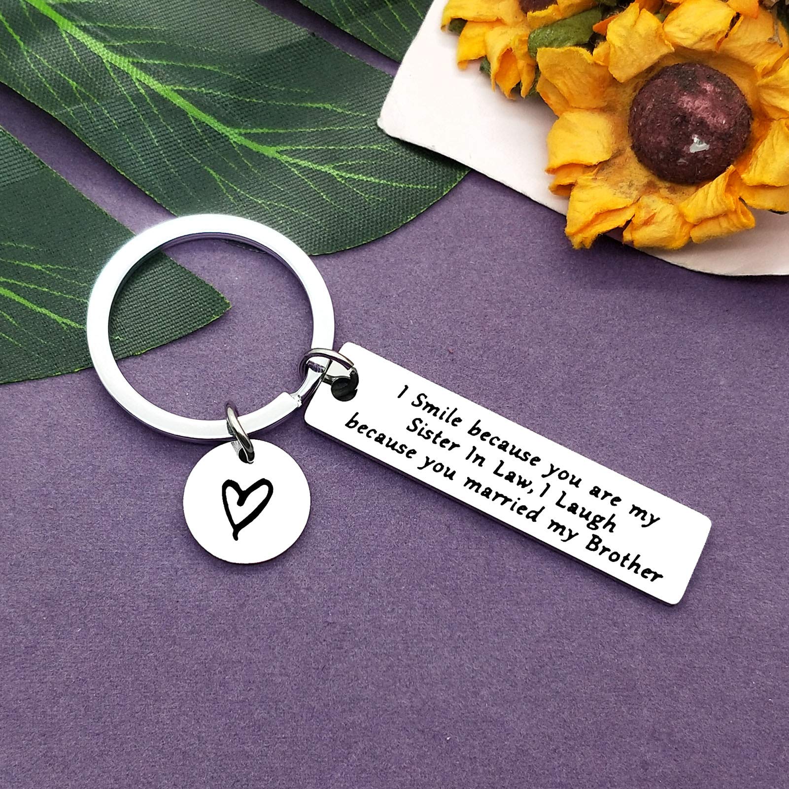 Funny Sister-in-Law Keychain - Perfect Wedding Gift for Bride & Groom, Bridal Shower Present from Brother/Sister - Christmas & Birthday Jewelry Gift Idea - Great for Family Celebrations & Special Occasions