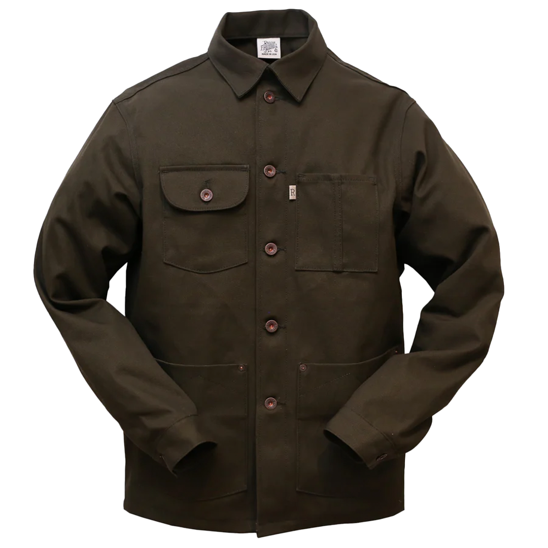 Railcar Fine Goods Men's Chore Coat - Heavyweight Denim Work Jacket with Reinforced Stitching | Perfect for Outdoor Work, Hiking & Casual Wear (Seaweed Color)