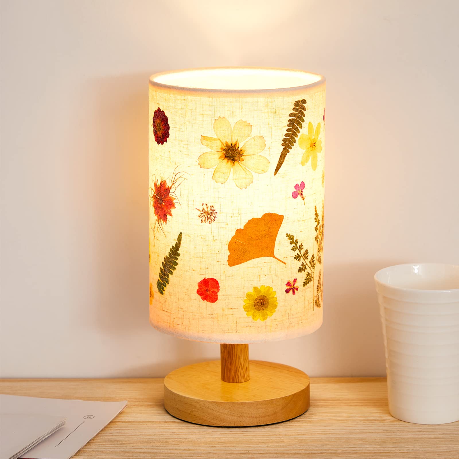 Modern Pressed Flower Bedside Lamp - Handmade Floral Table Lamp for Living Room, Dorm, Home Office - Perfect for Nightstands, Desks & Cozy Reading Nooks
