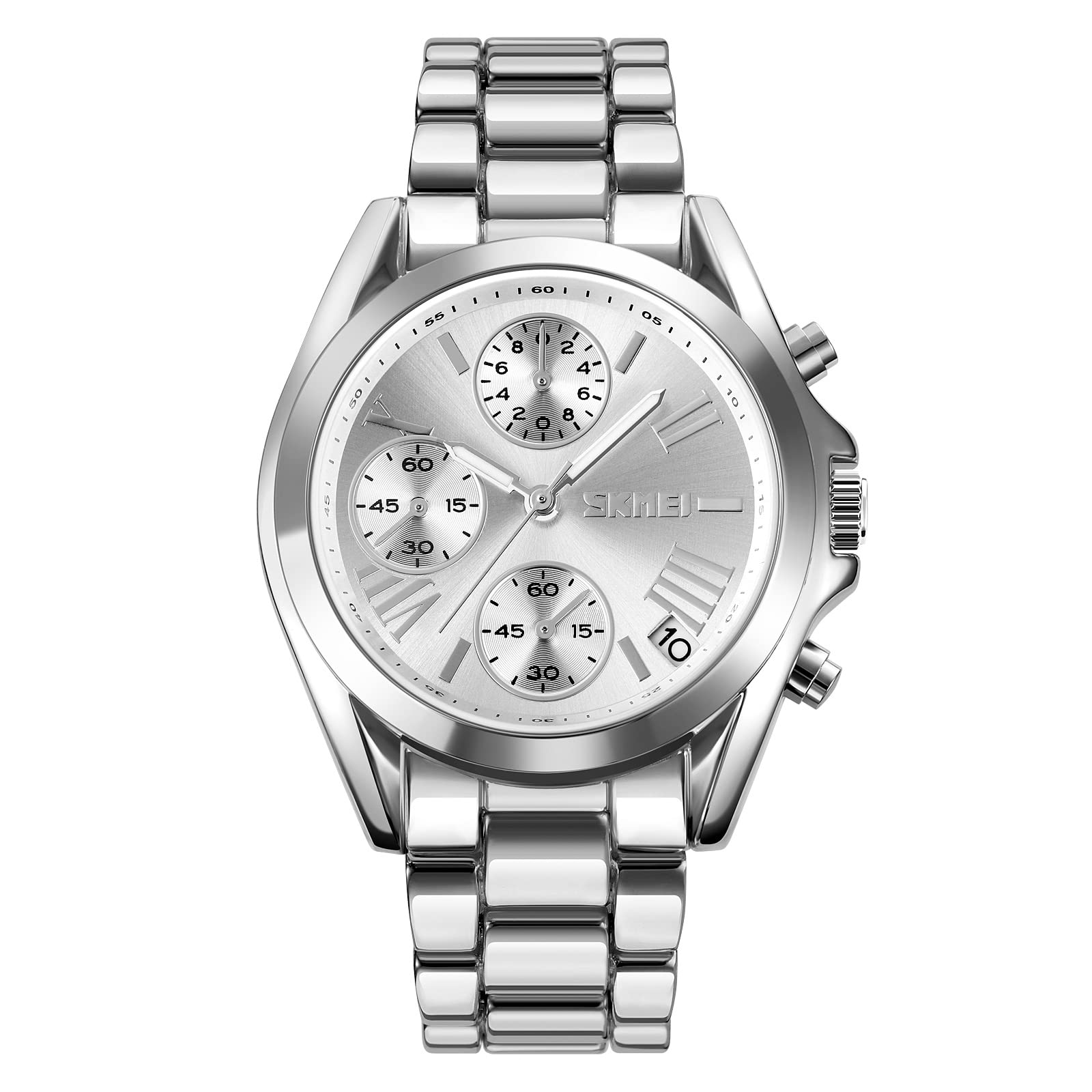 SKMEI Chronograph Watch for Men & Women - Waterproof Stainless Steel Band for Business & Casual Wear